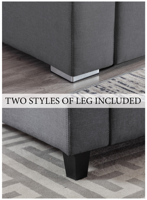 Nolan Gray Linen Fabric 6Pc Double Chaise Sectional Sofa with Interchangeable Legs, Storage Ottoman, and Pillows