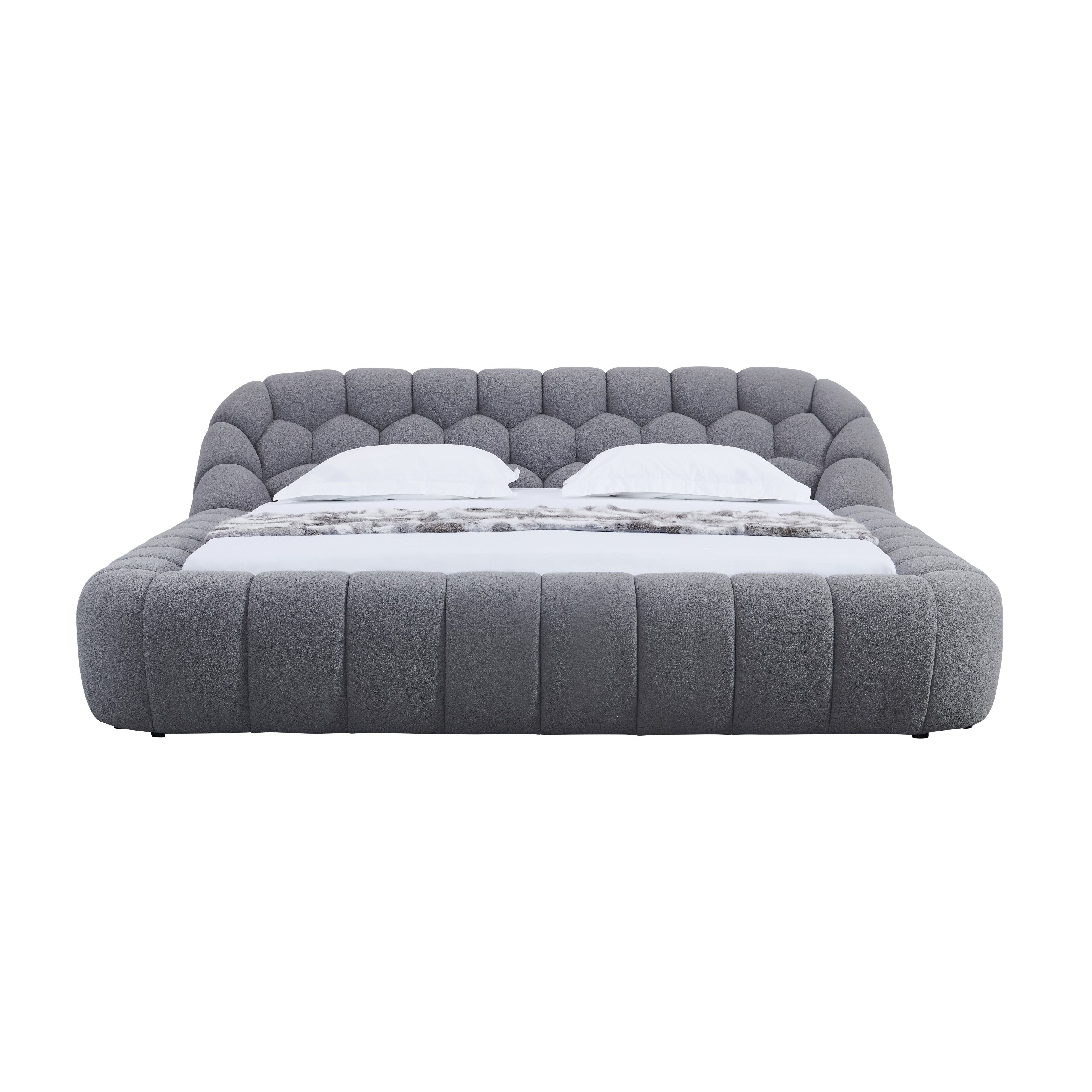 Bubbles Gray Teddy Fabric Platform Bed, view 4