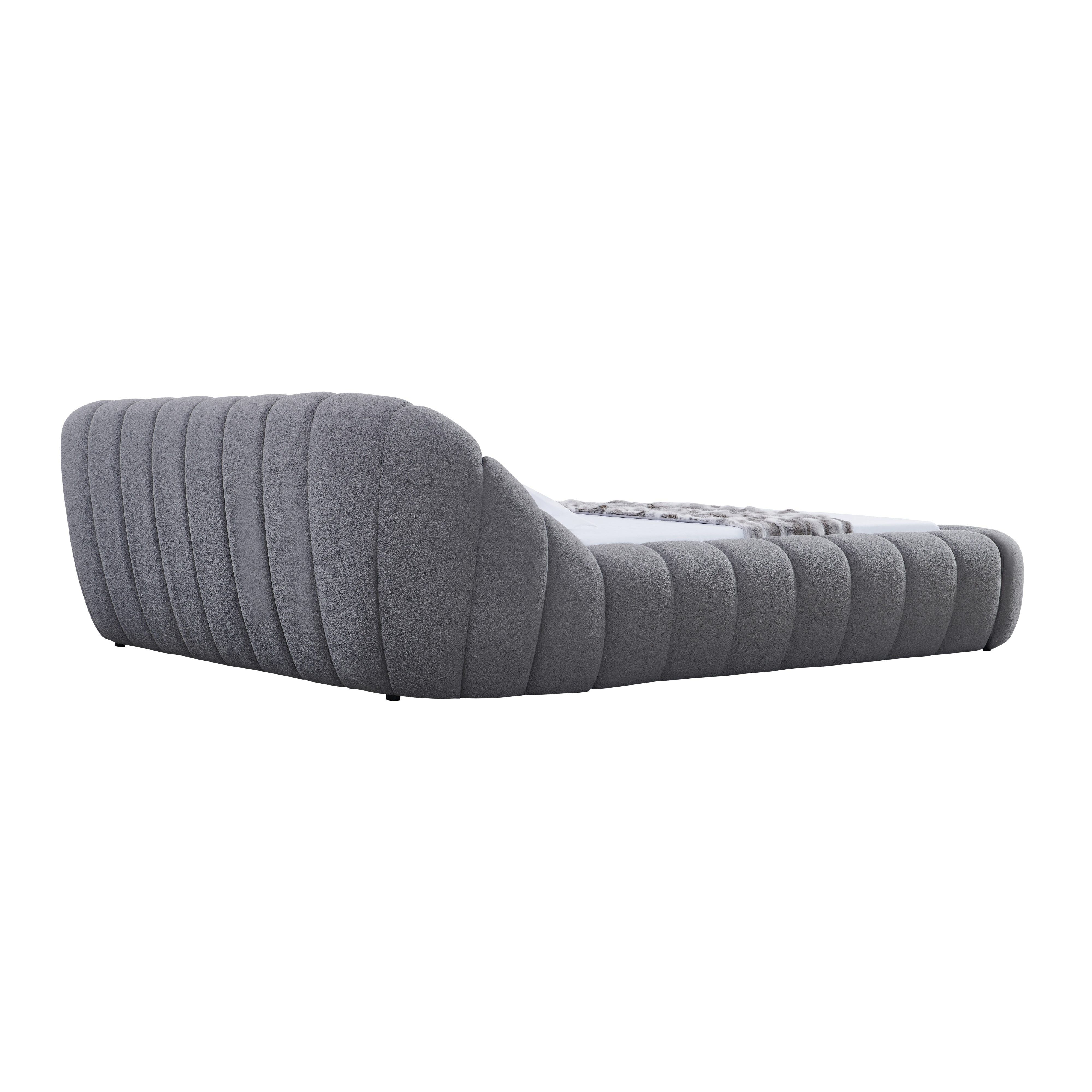 Bubbles Gray Teddy Fabric Platform Bed, view 3