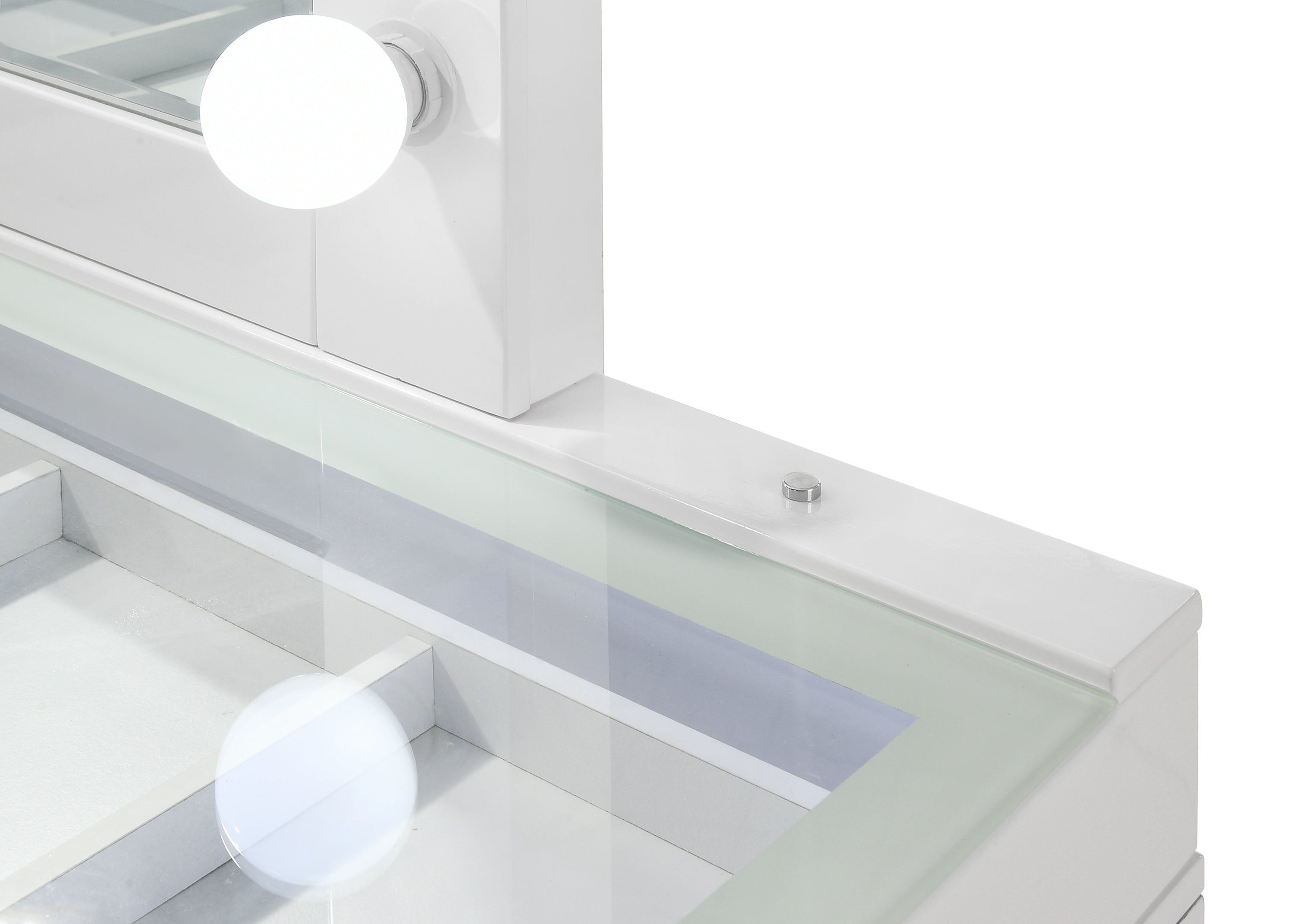 Luxo White Lighted Vanity Set with Mirror and Stool, view 6