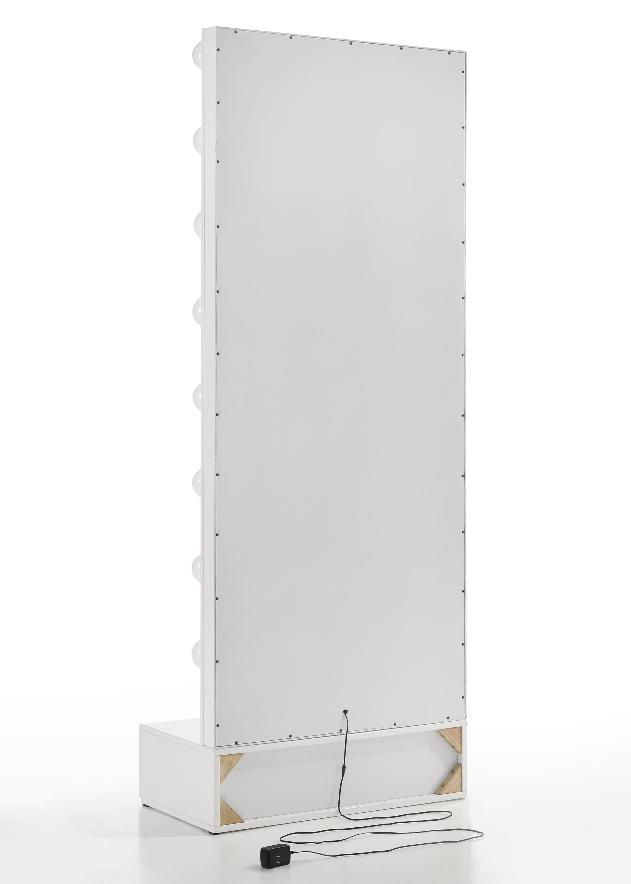 Luxo White Tall Lighted Mirror with Drawer, view 4