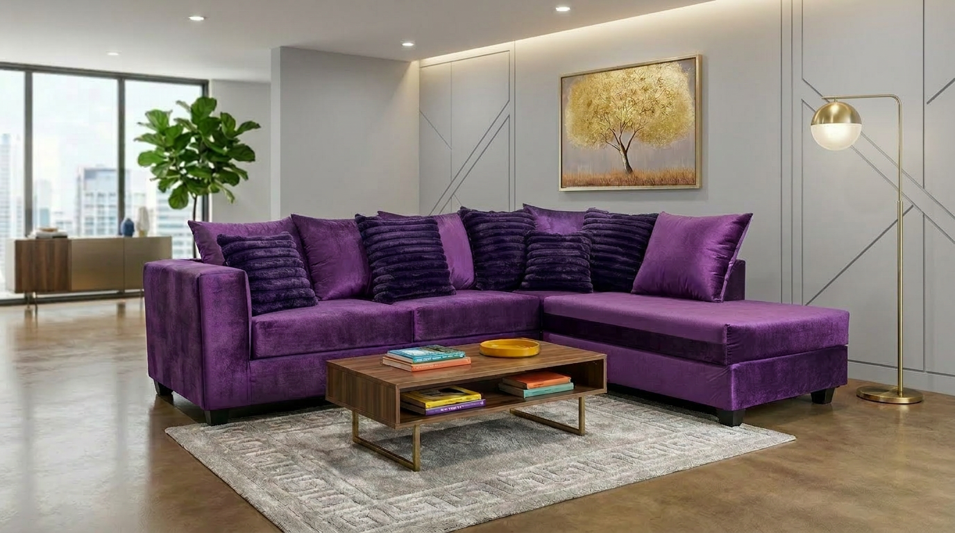 Kora Purple Sectional with Chaise