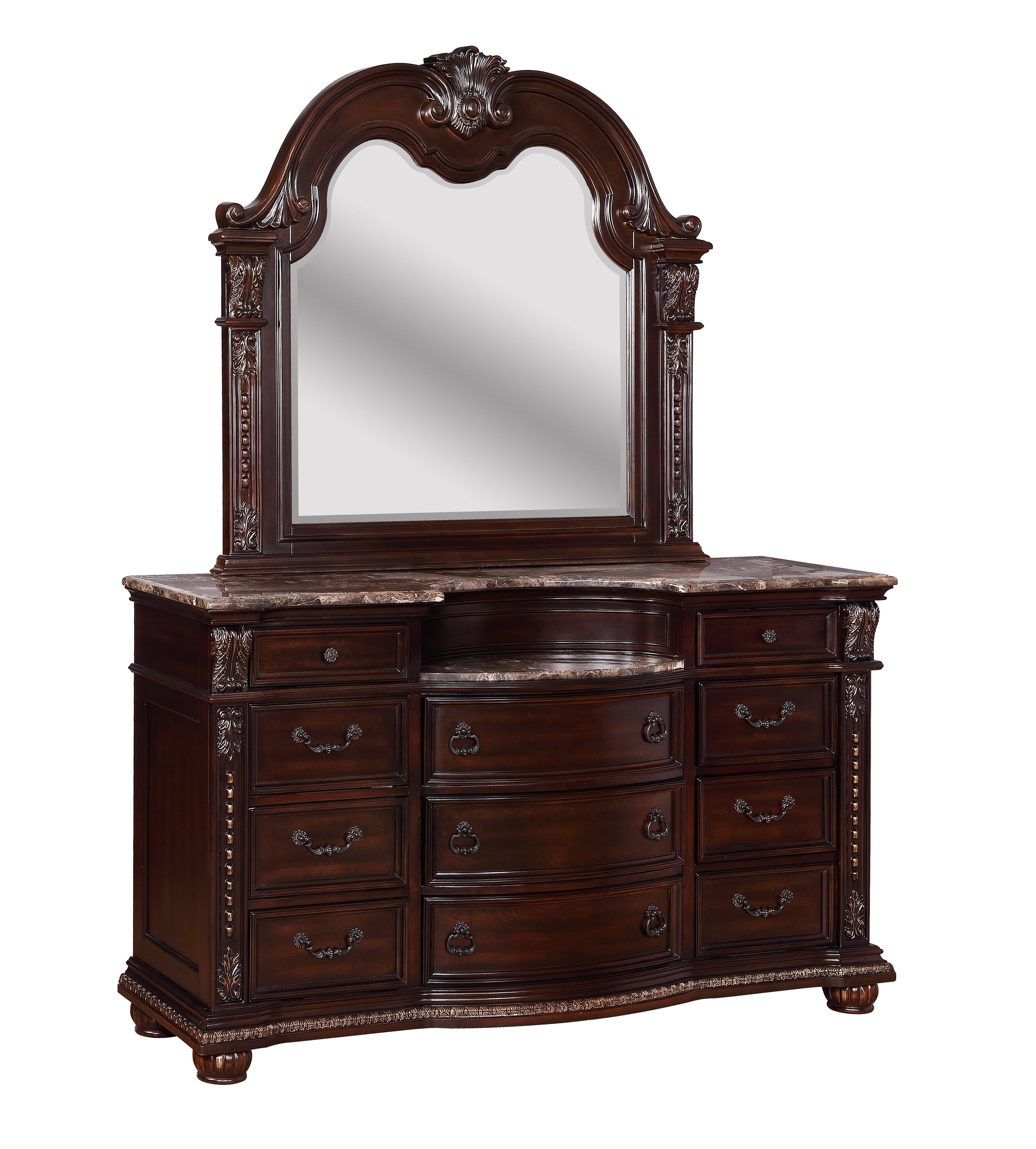 Stanley Dark Brown Dresser and Mirror