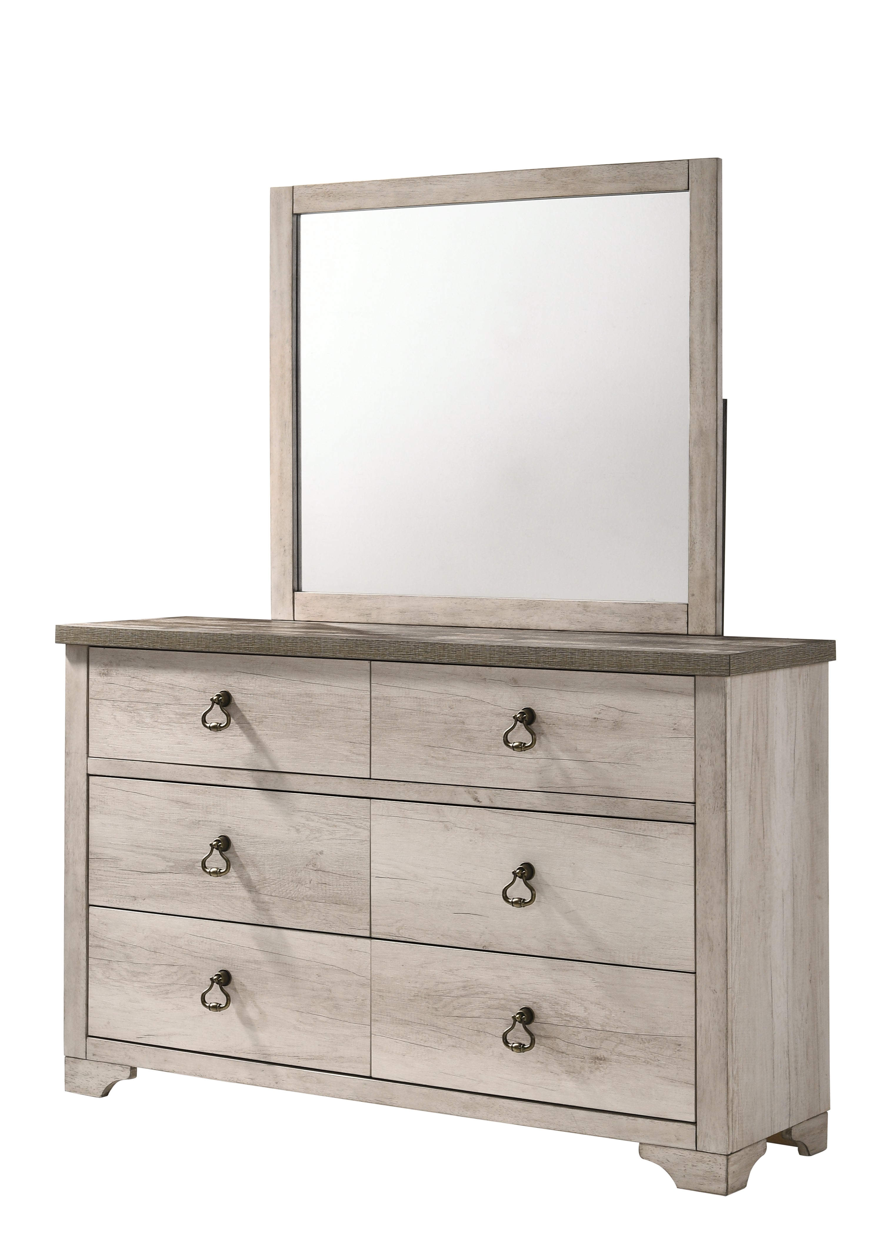 Patterson Driftwood 6-Drawer Dresser and Mirror