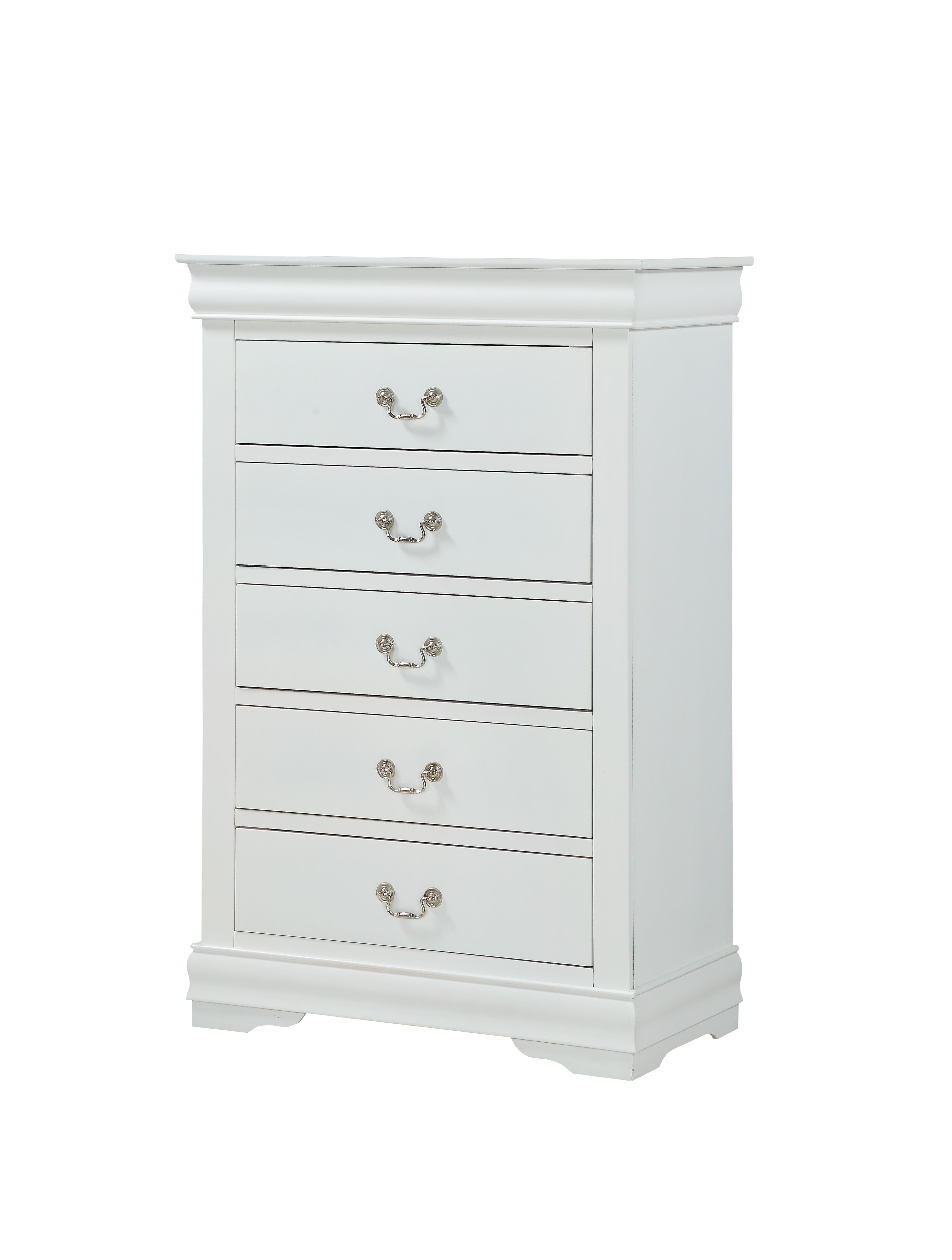 Louis Philip White 5-Drawer Chest