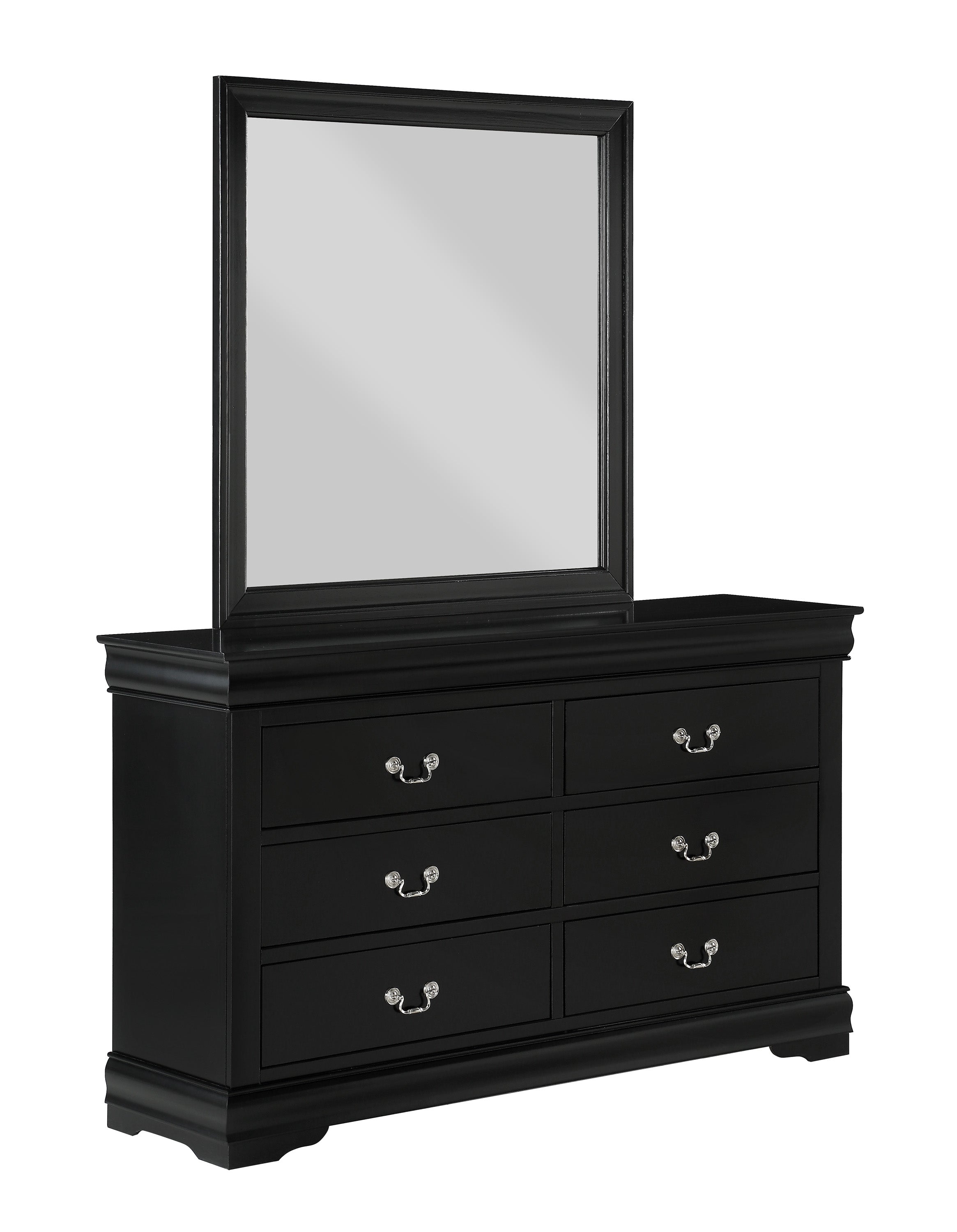 Louis Philip Black 6-Drawer Dresser and Mirror