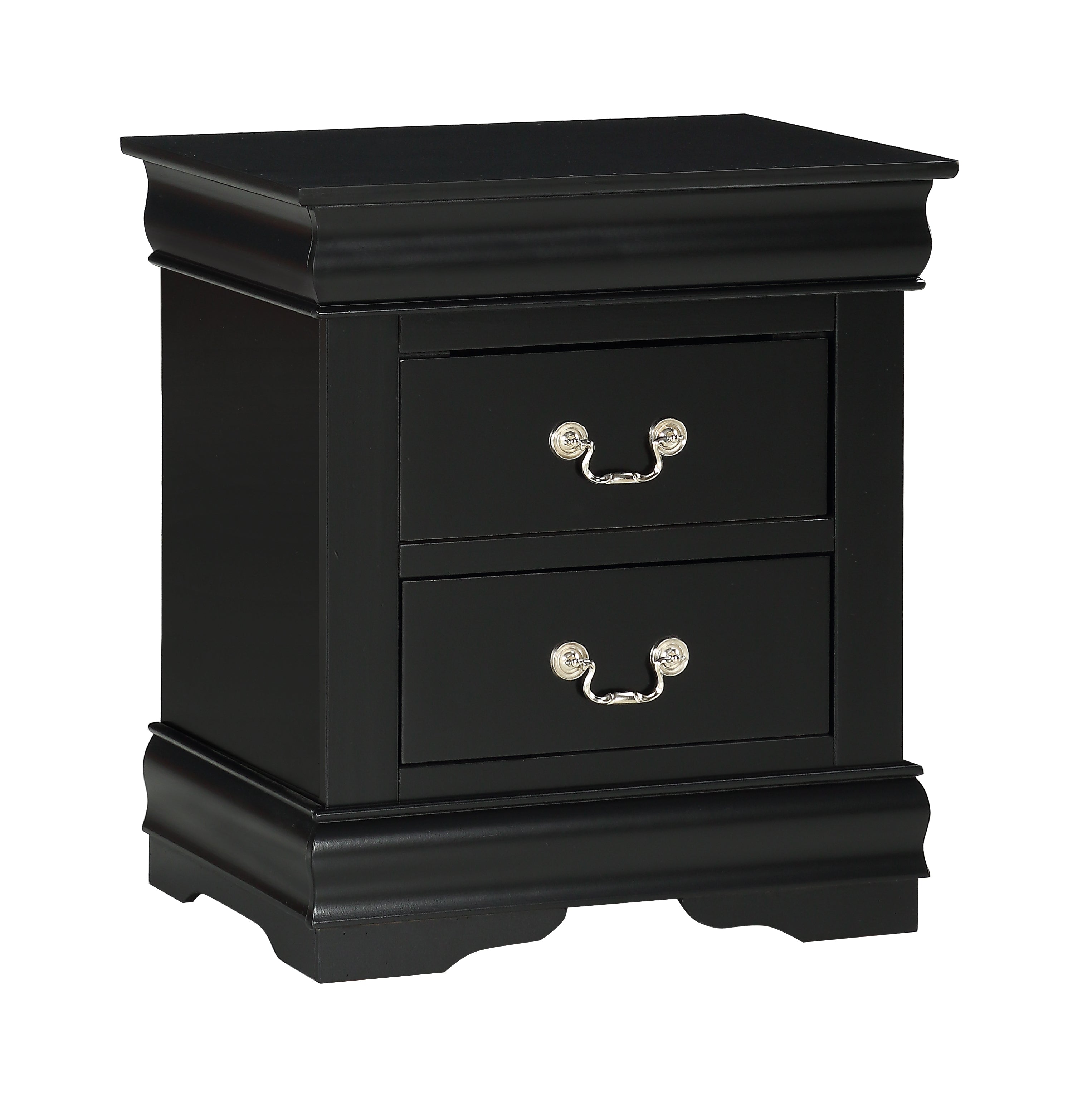 Louis Philip Black 2-Drawer Nightstand