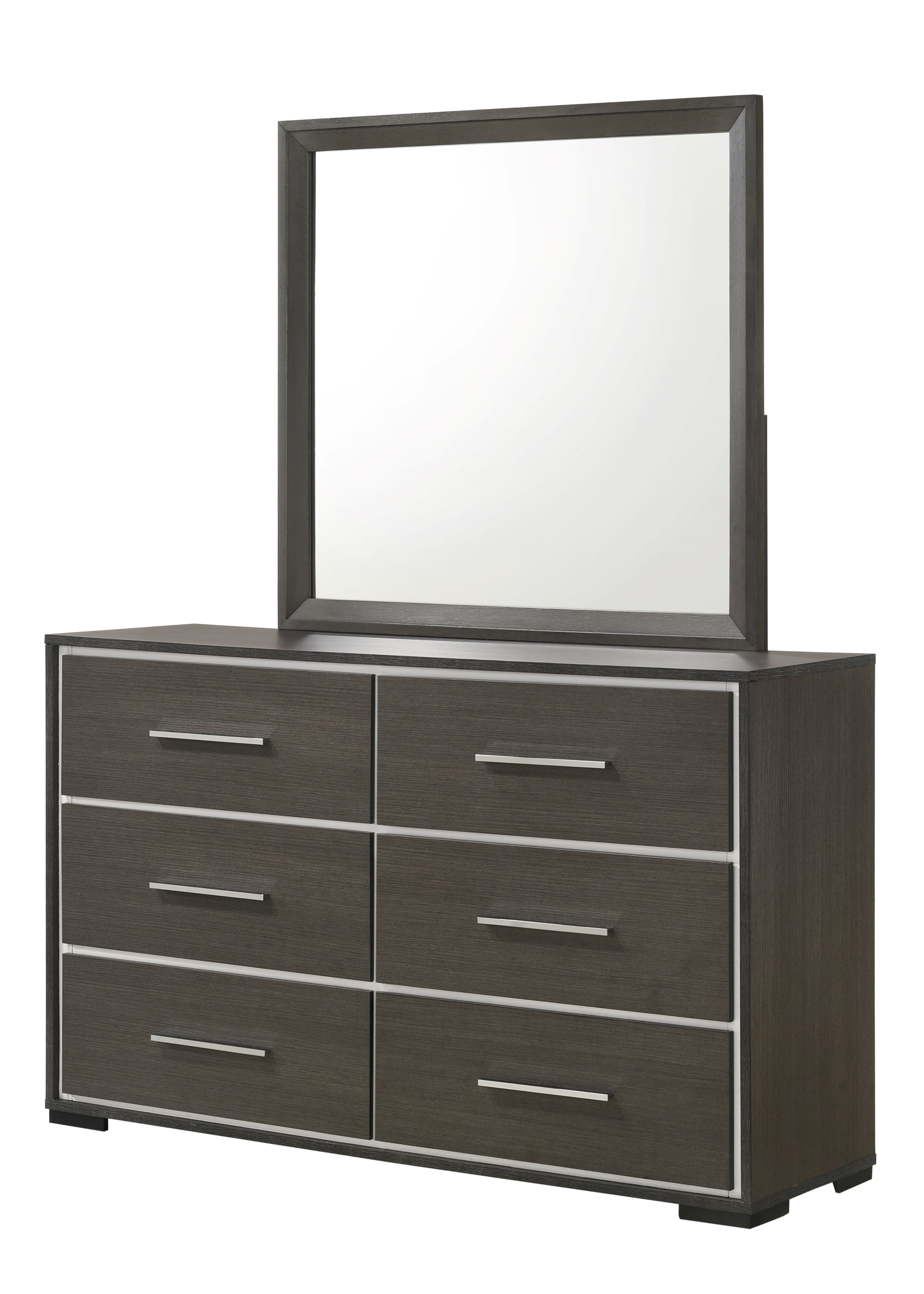 Sharpe Gray 6-Drawer Dresser and Mirror