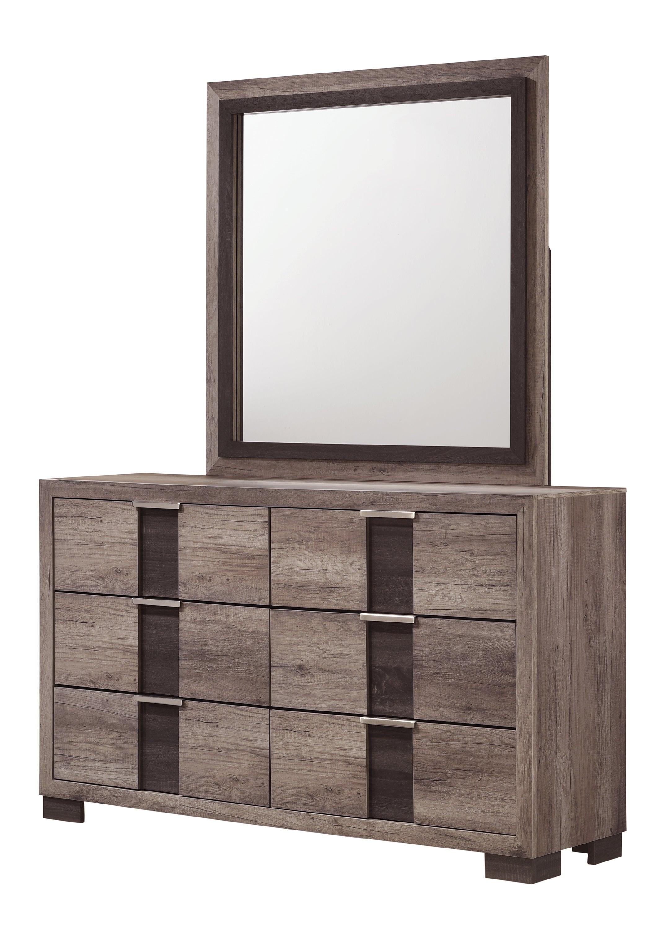 Rangley Gray and Brown 6-Drawer Dresser and Mirror