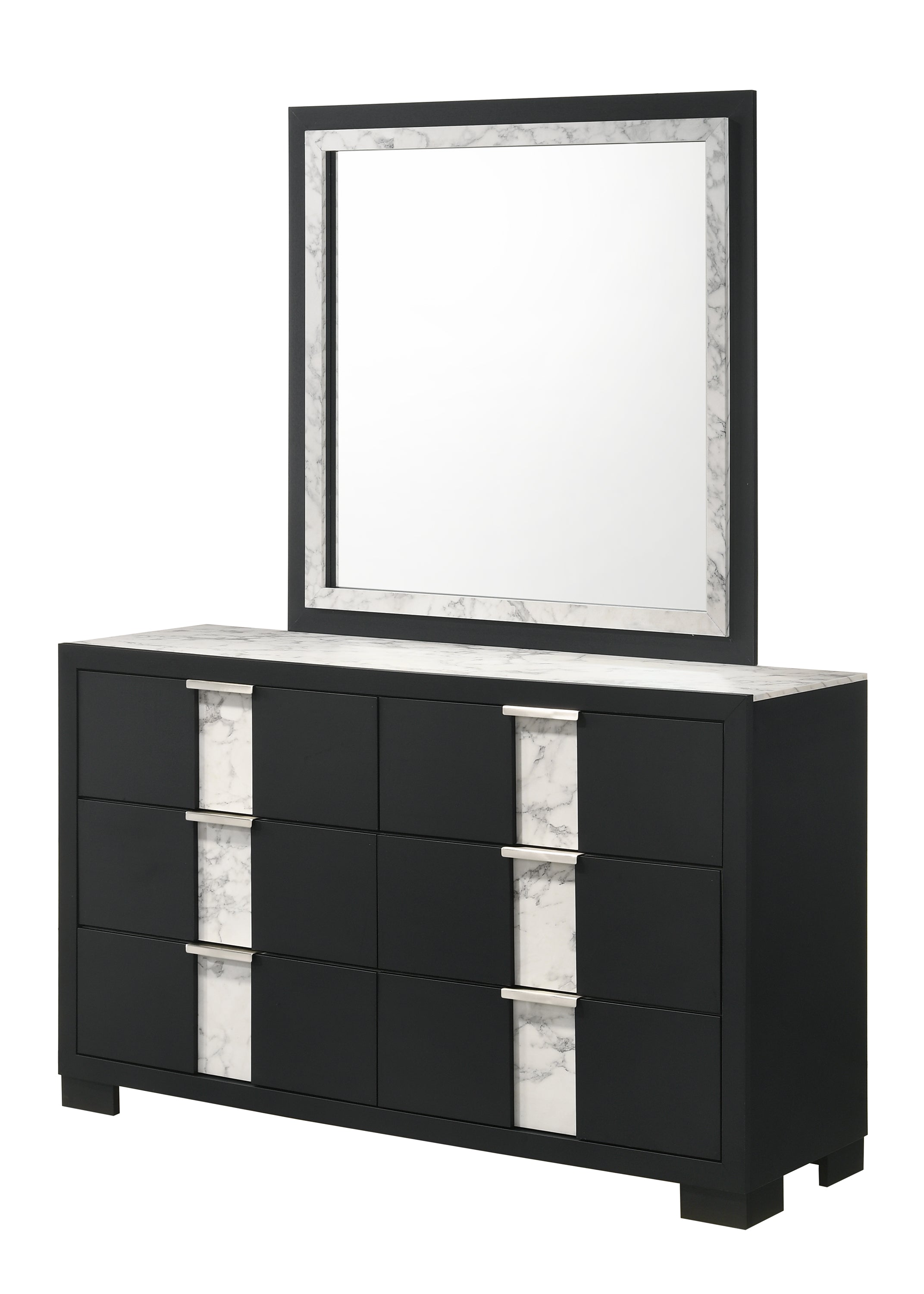 Rangley Black 6-Drawer Dresser and Mirror