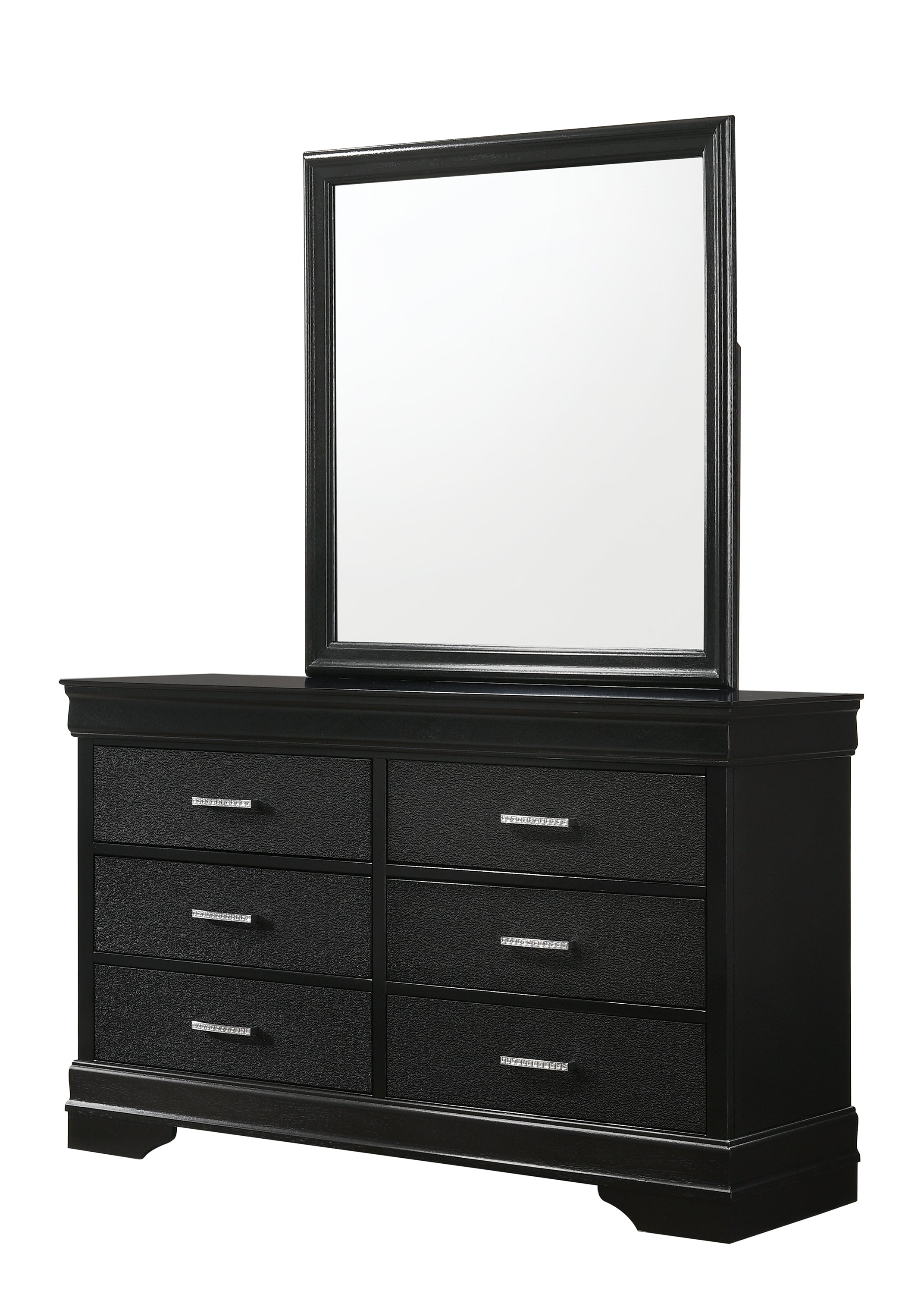 Amalia Black 6-Drawer Dresser and Mirror