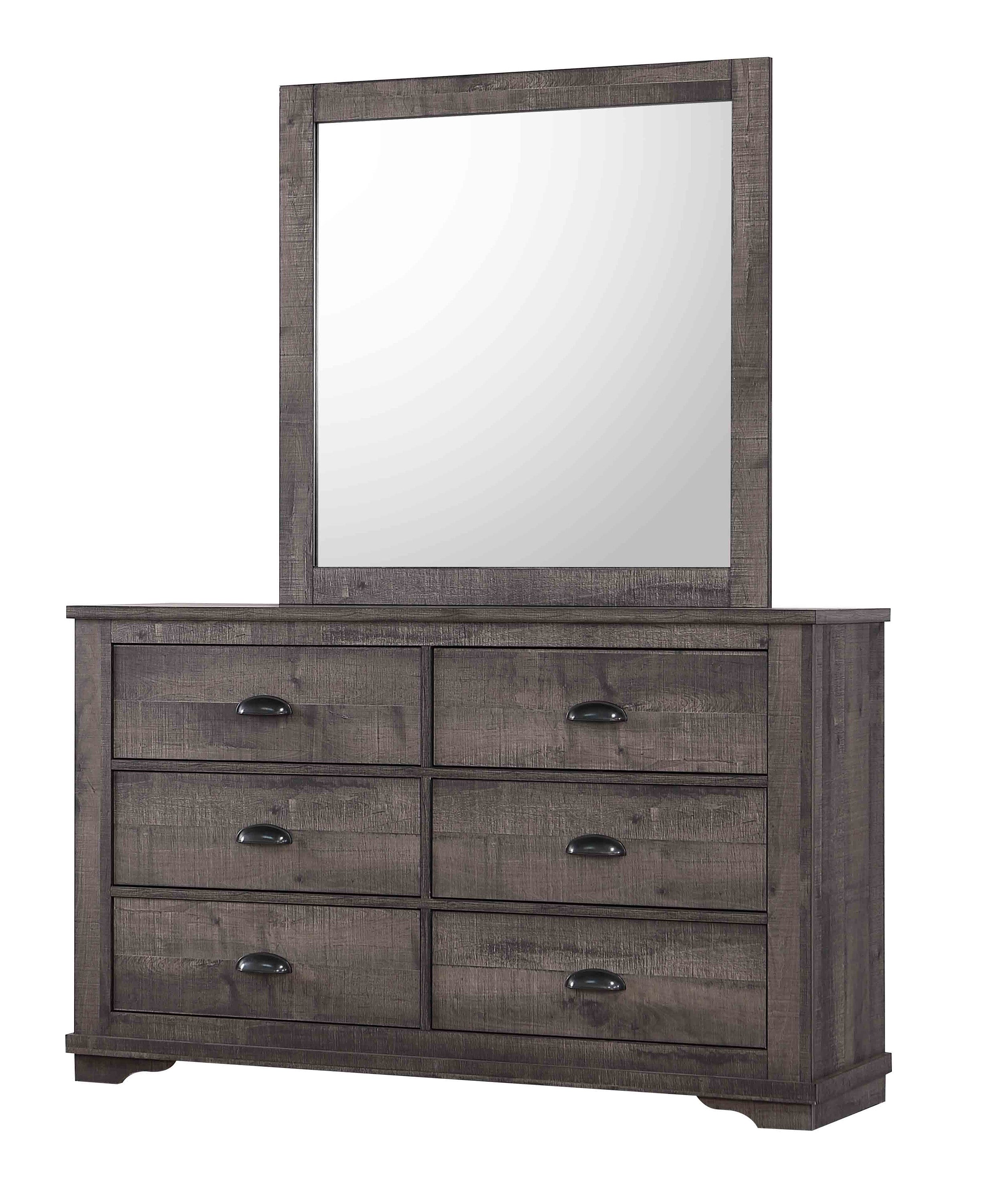 Coralee Gray 6-Drawer Dresser and Mirror