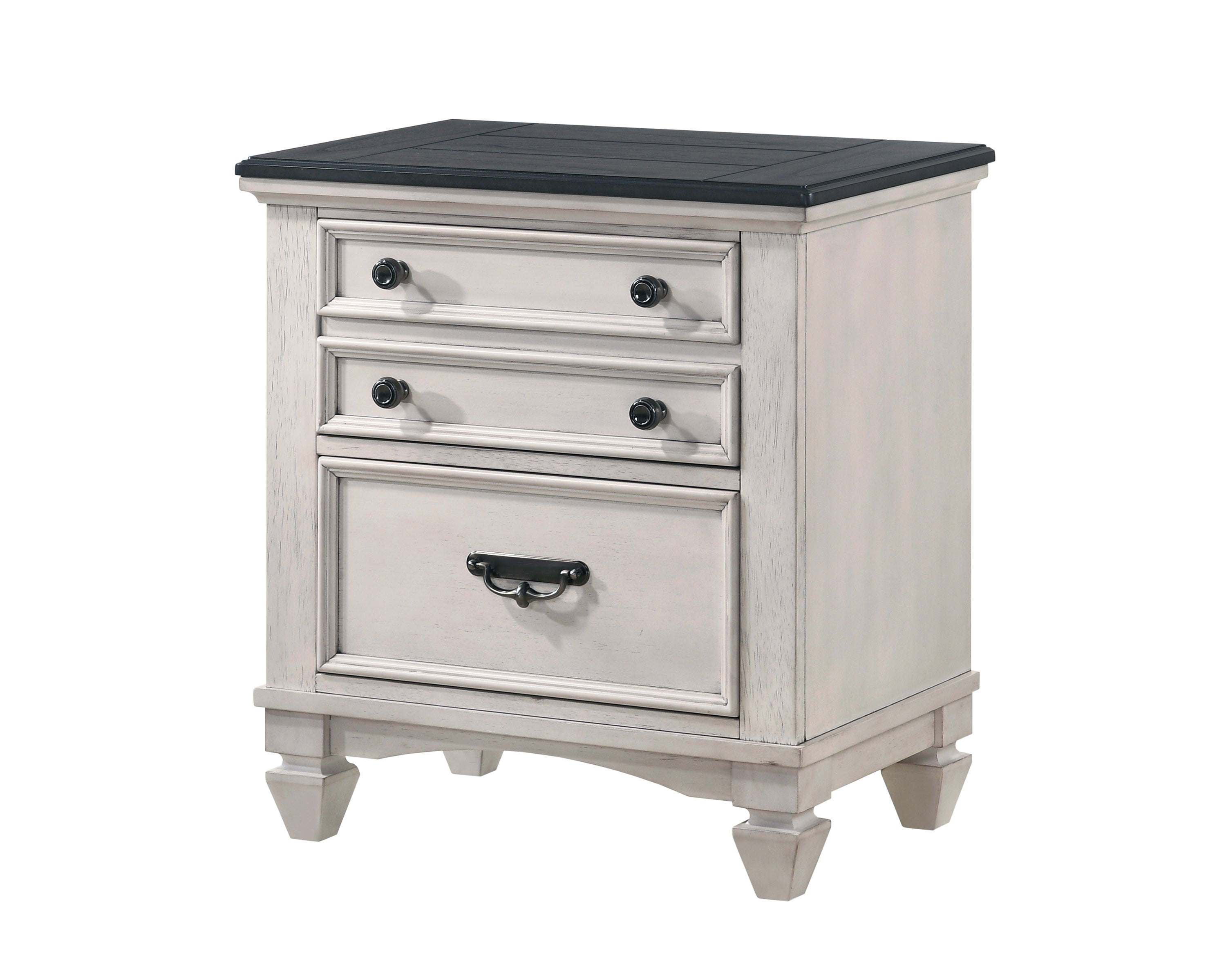 Sawyer Farmhouse White 3-Drawer Nightstand