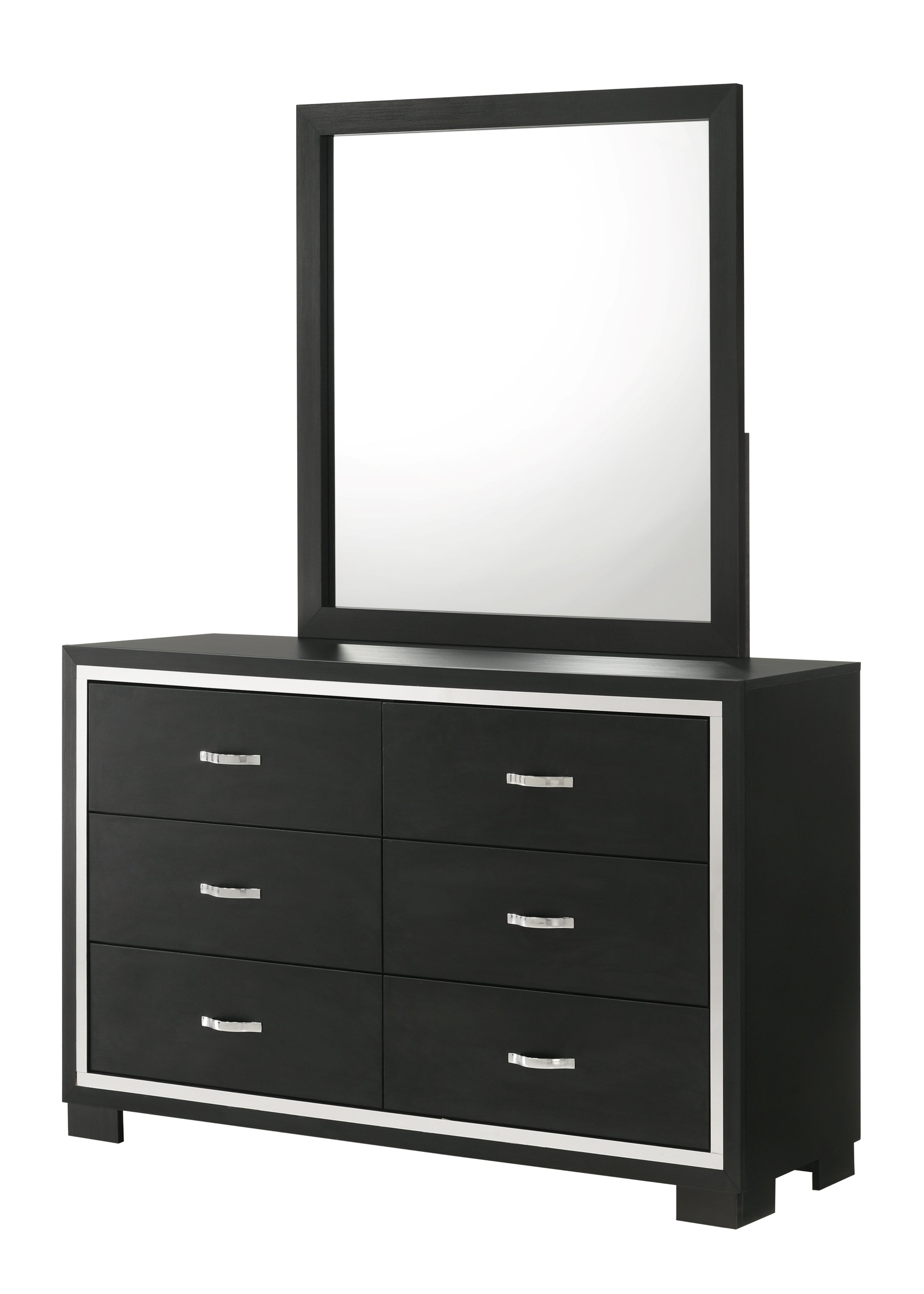 Gennro Black 6-Drawer Dresser and Mirror