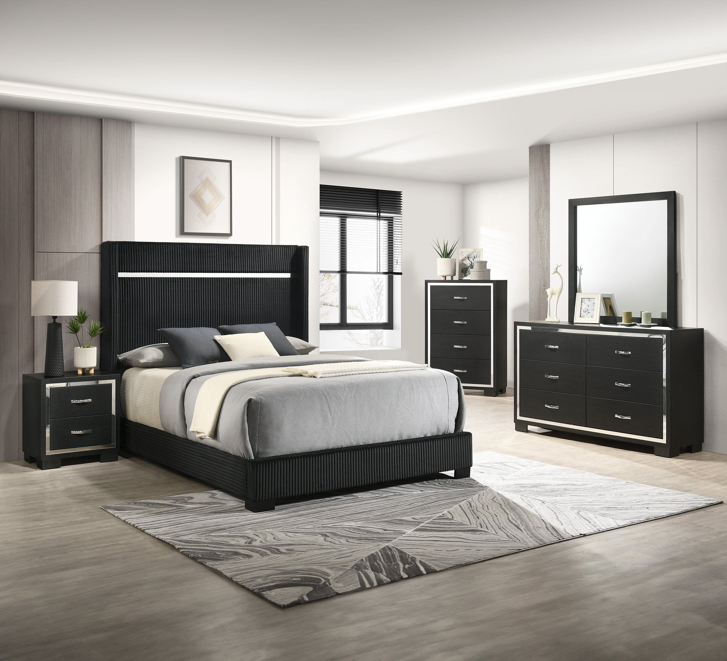 Gennro Black Bedroom Set