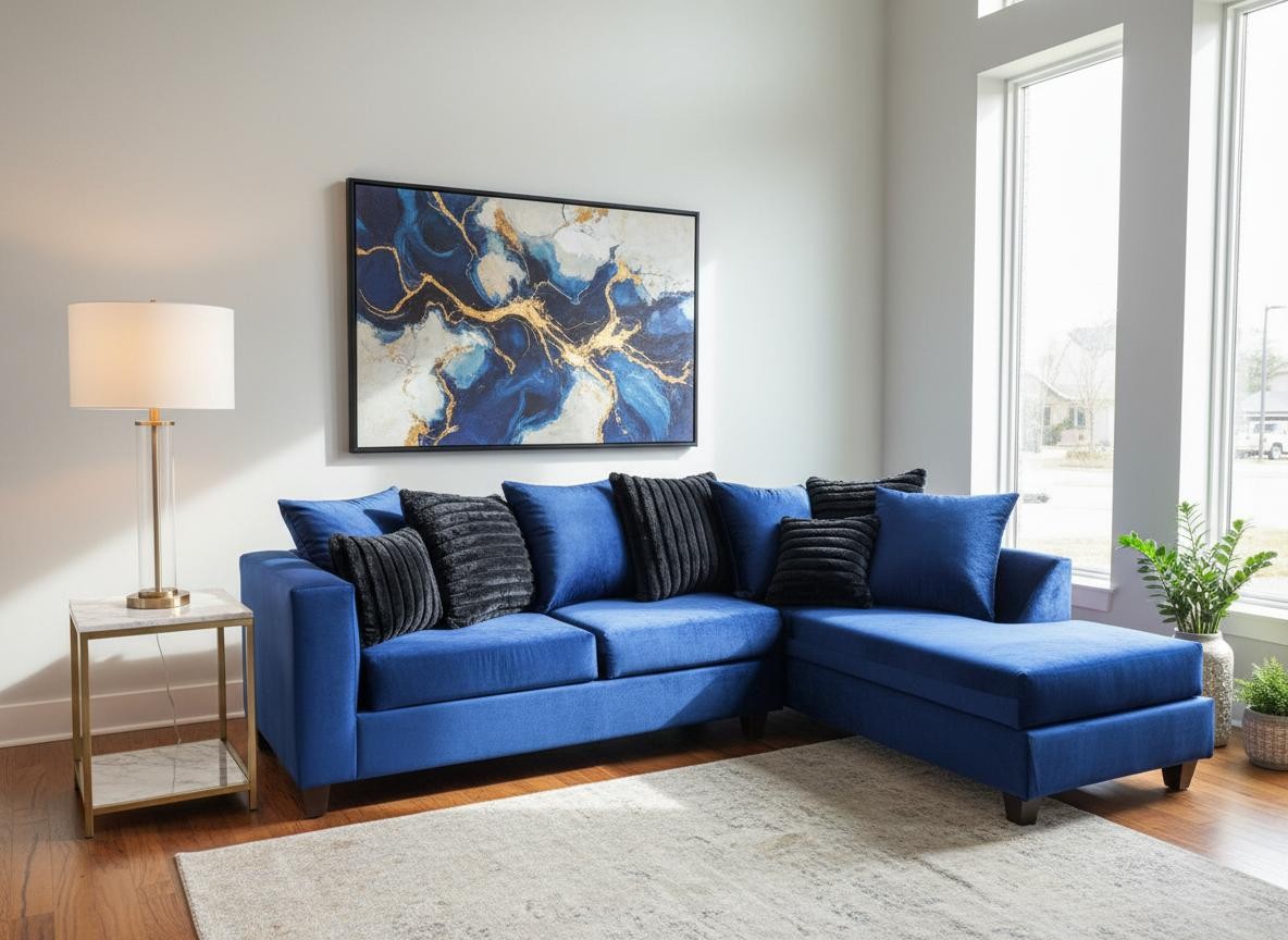 Kora Blue Sectional with Chaise, view 2