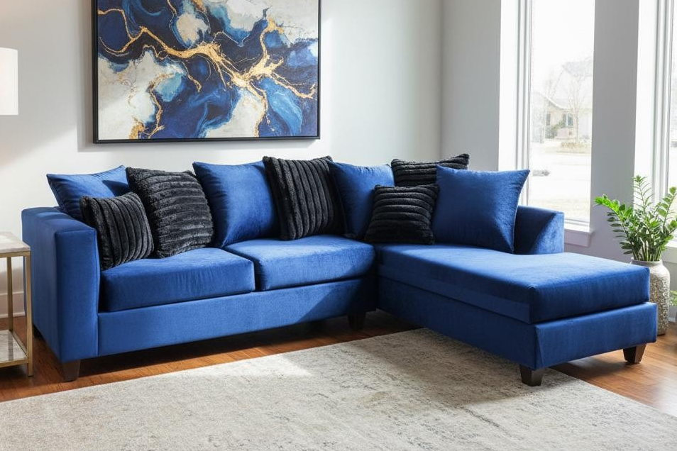 Kora Blue Sectional with Chaise
