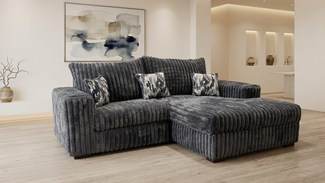Nashville Gray Corduroy Sectional with Chaise