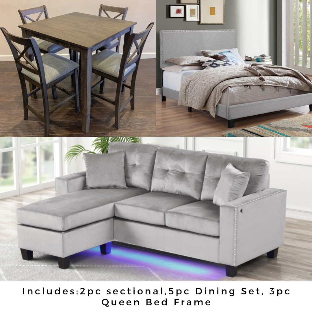 HOUSTON GRAY LINEN 3 ROOM PACKAGE