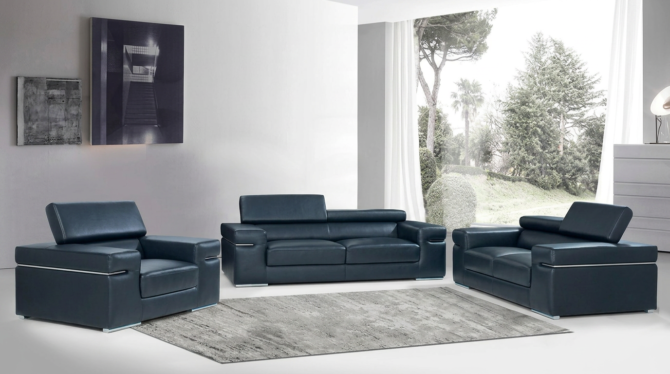 Soho Black Italian Leather Match Sofa and Loveseat Set