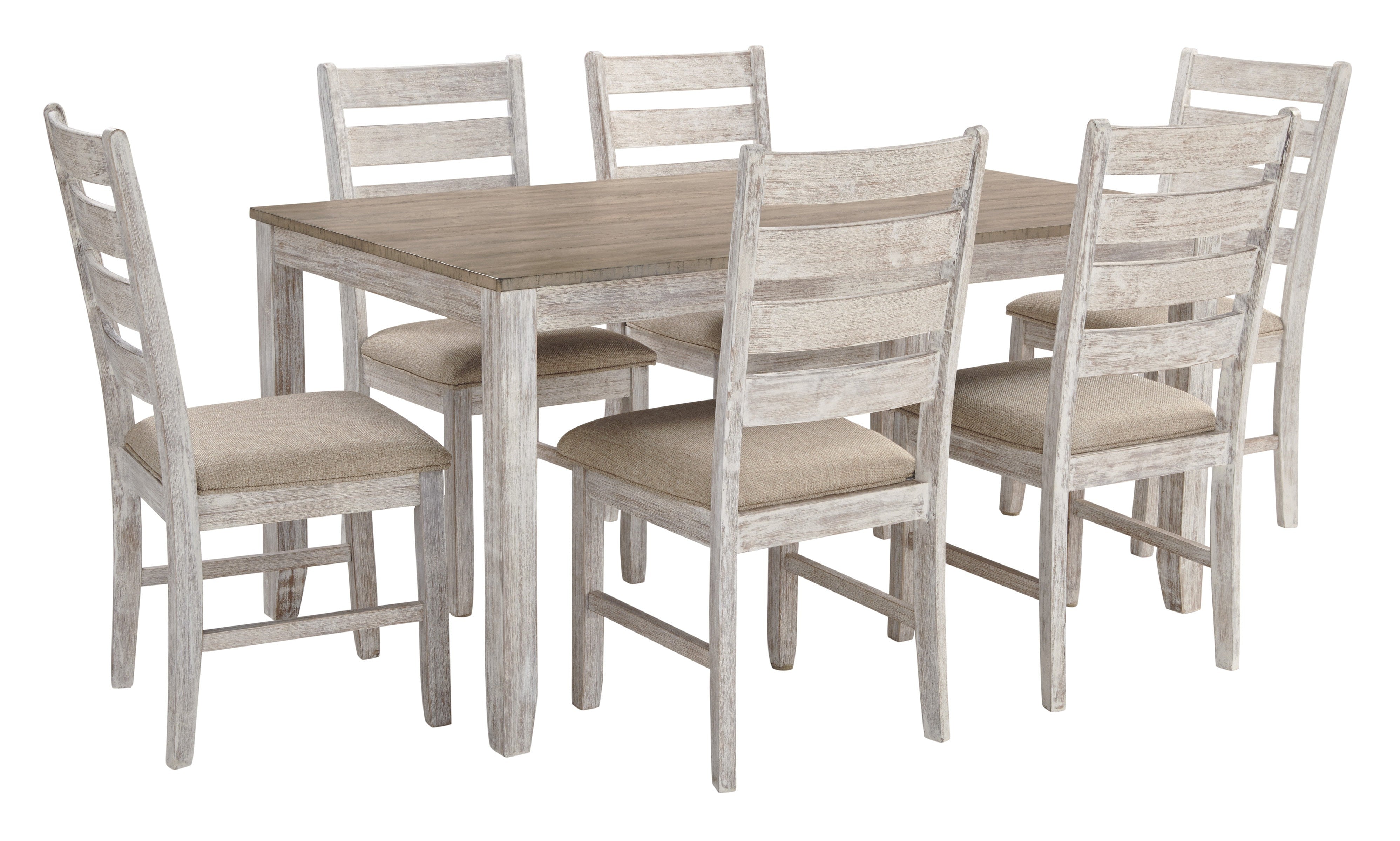 Ashley Whitewash and Light Brown 7-Piece Dining Set