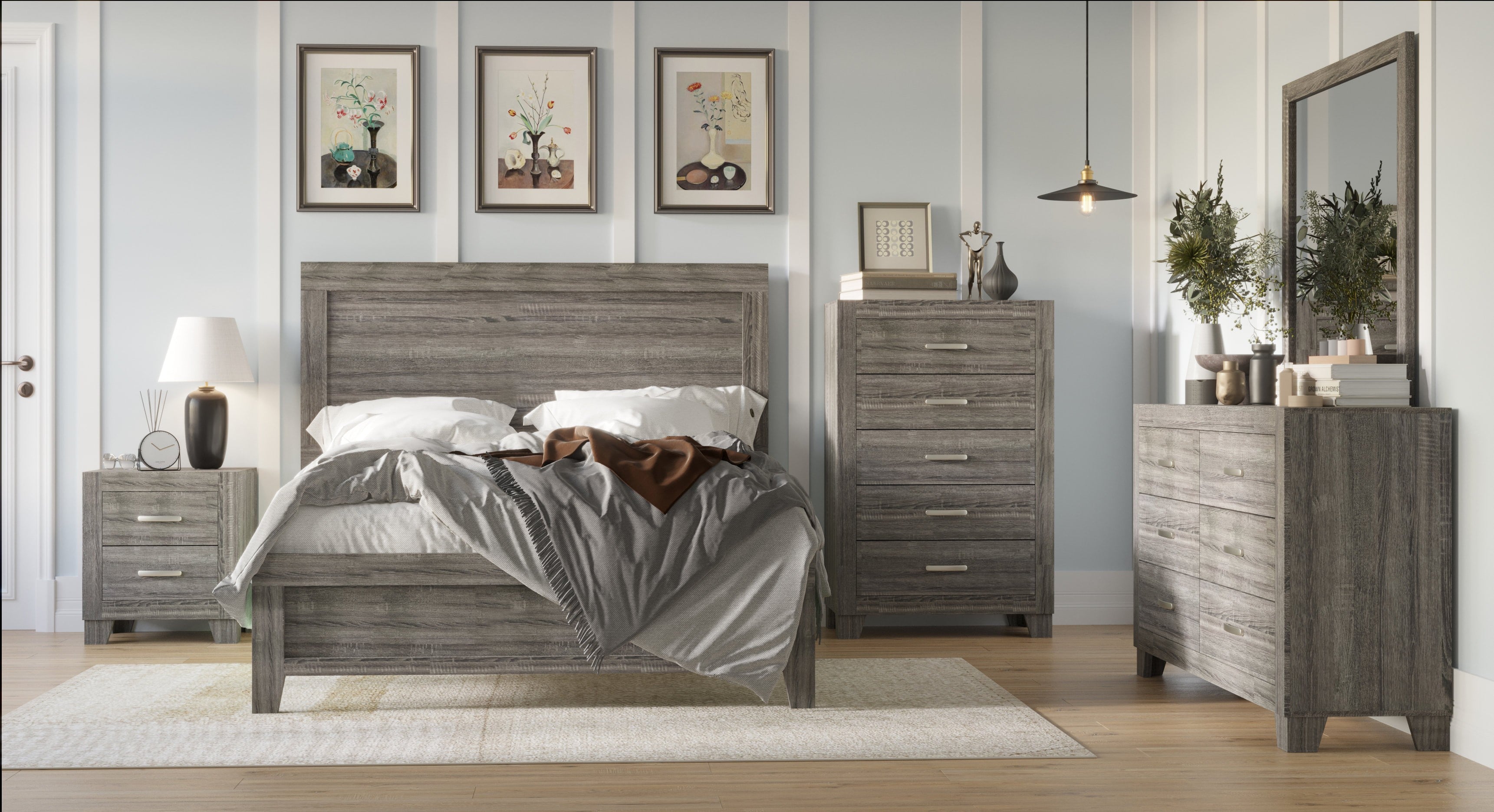 Weathered Gray 5-Piece Bedroom Set