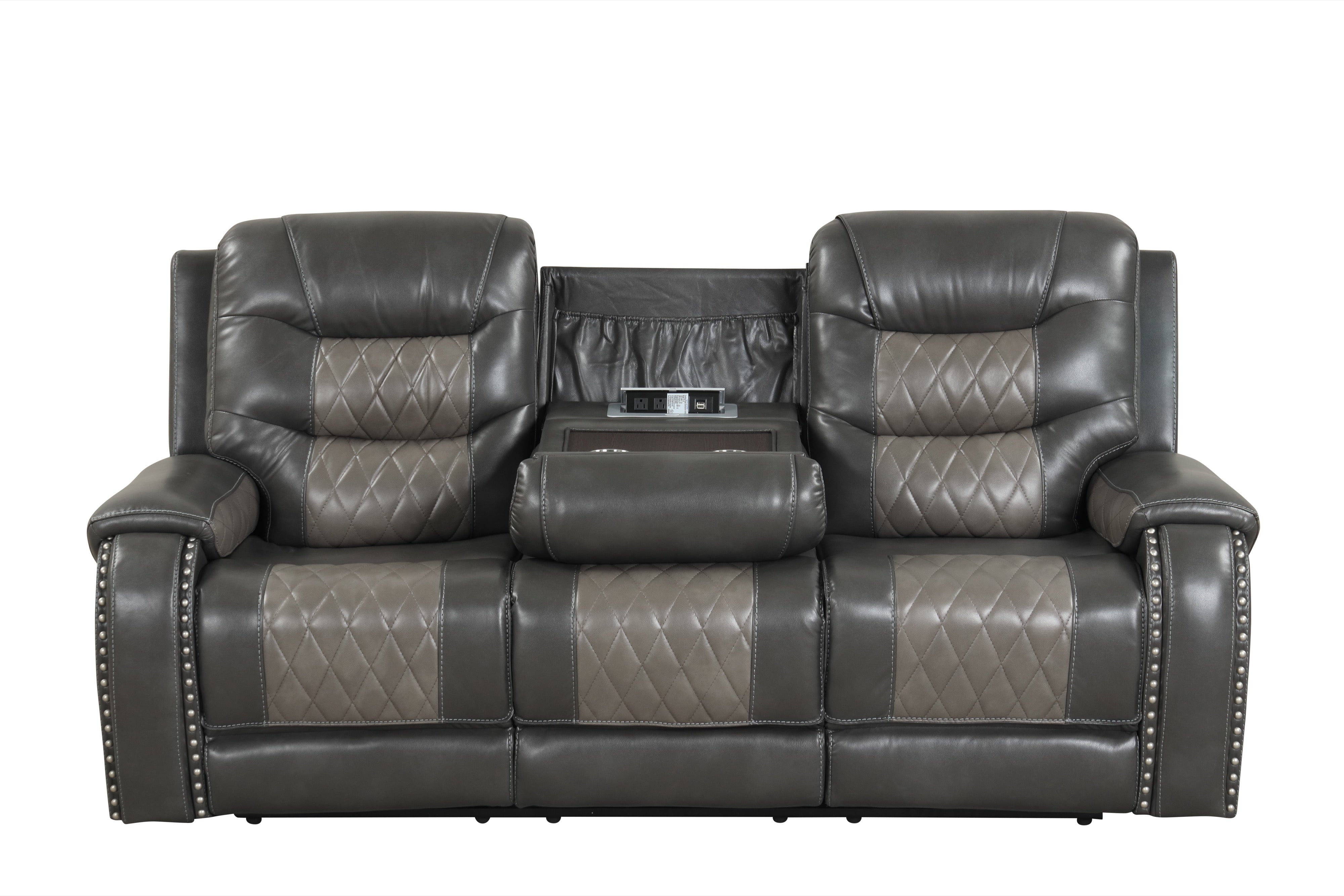Ashley Charcoal Leather-Gel Oversized 3-Piece Reclining Set, view 2