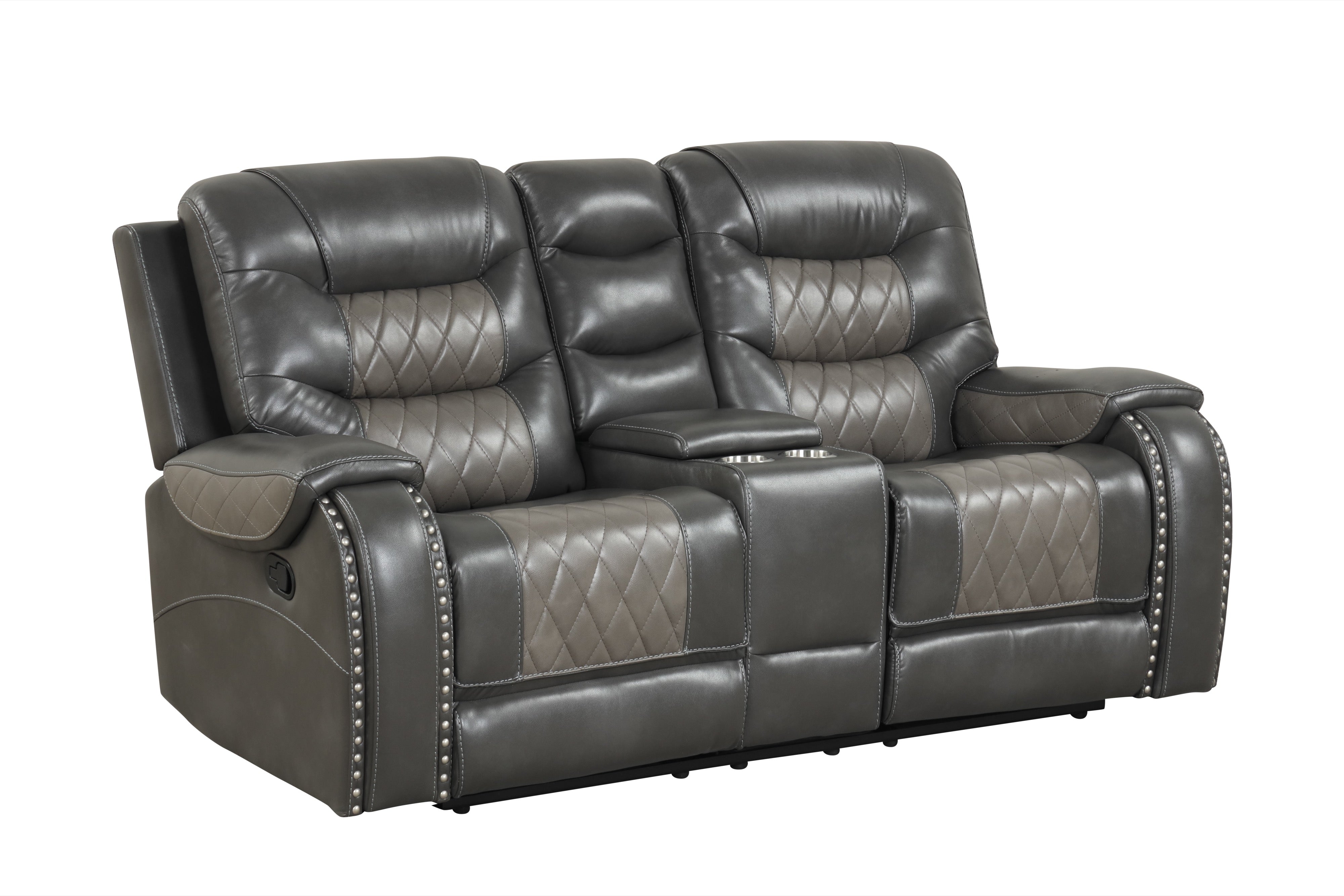 Ashley Charcoal Leather-Gel Oversized 3-Piece Reclining Set, view 3