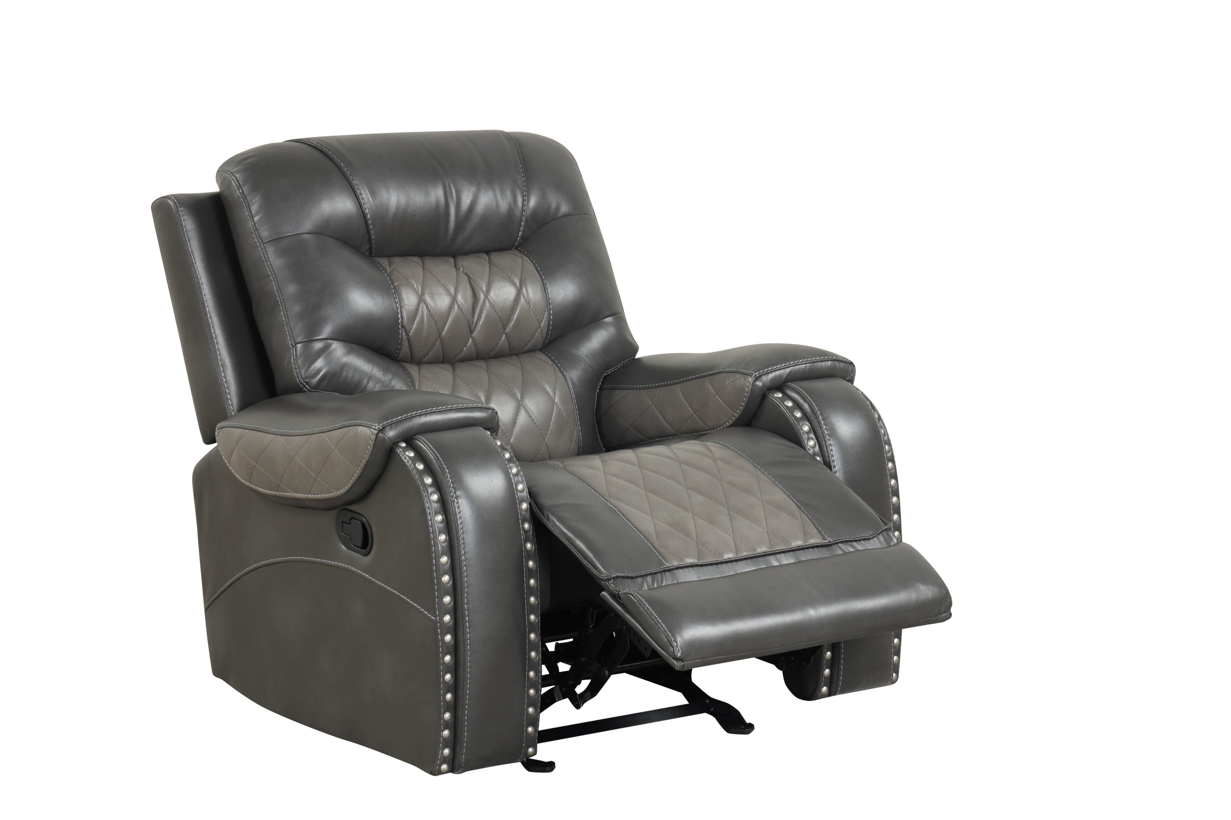 Ashley Charcoal Leather-Gel Oversized 3-Piece Reclining Set, view 4