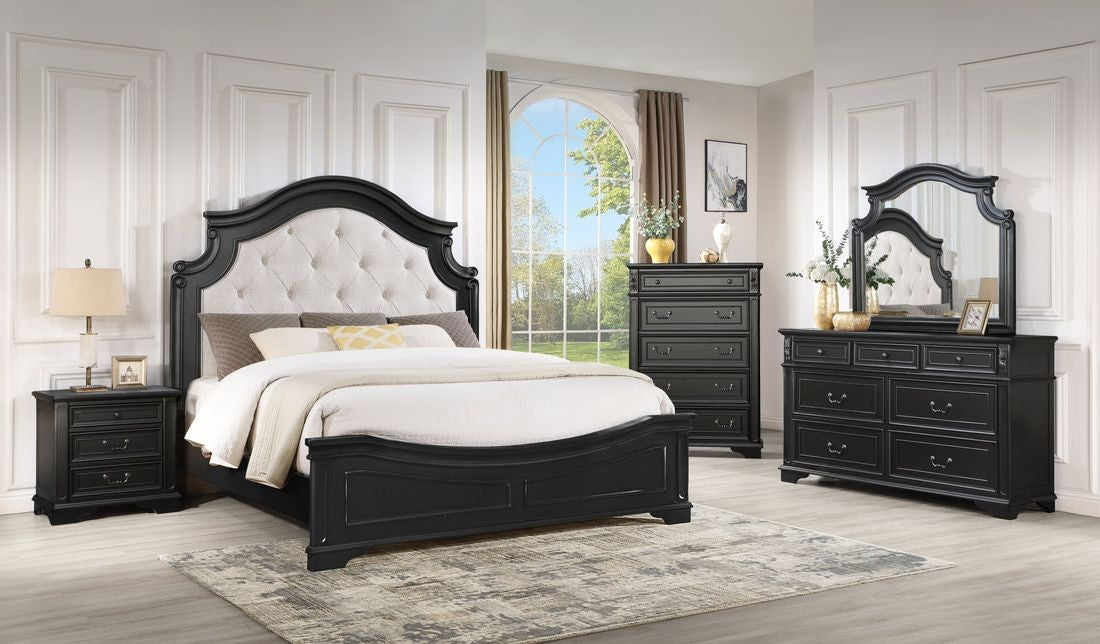 Black Tufted Upholstered Bedroom Set