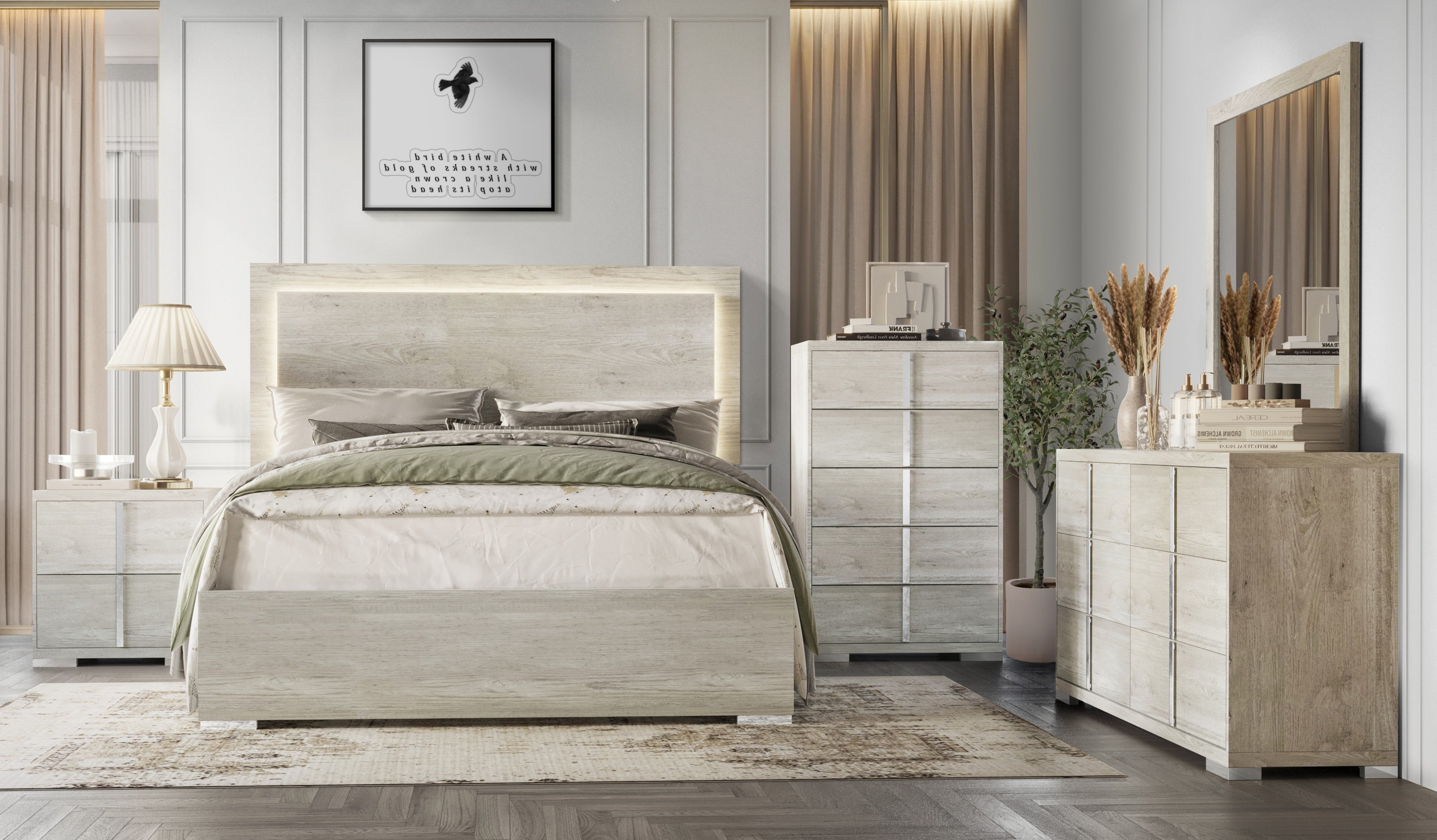 Cream Wash 5-Piece Queen Bedroom Set