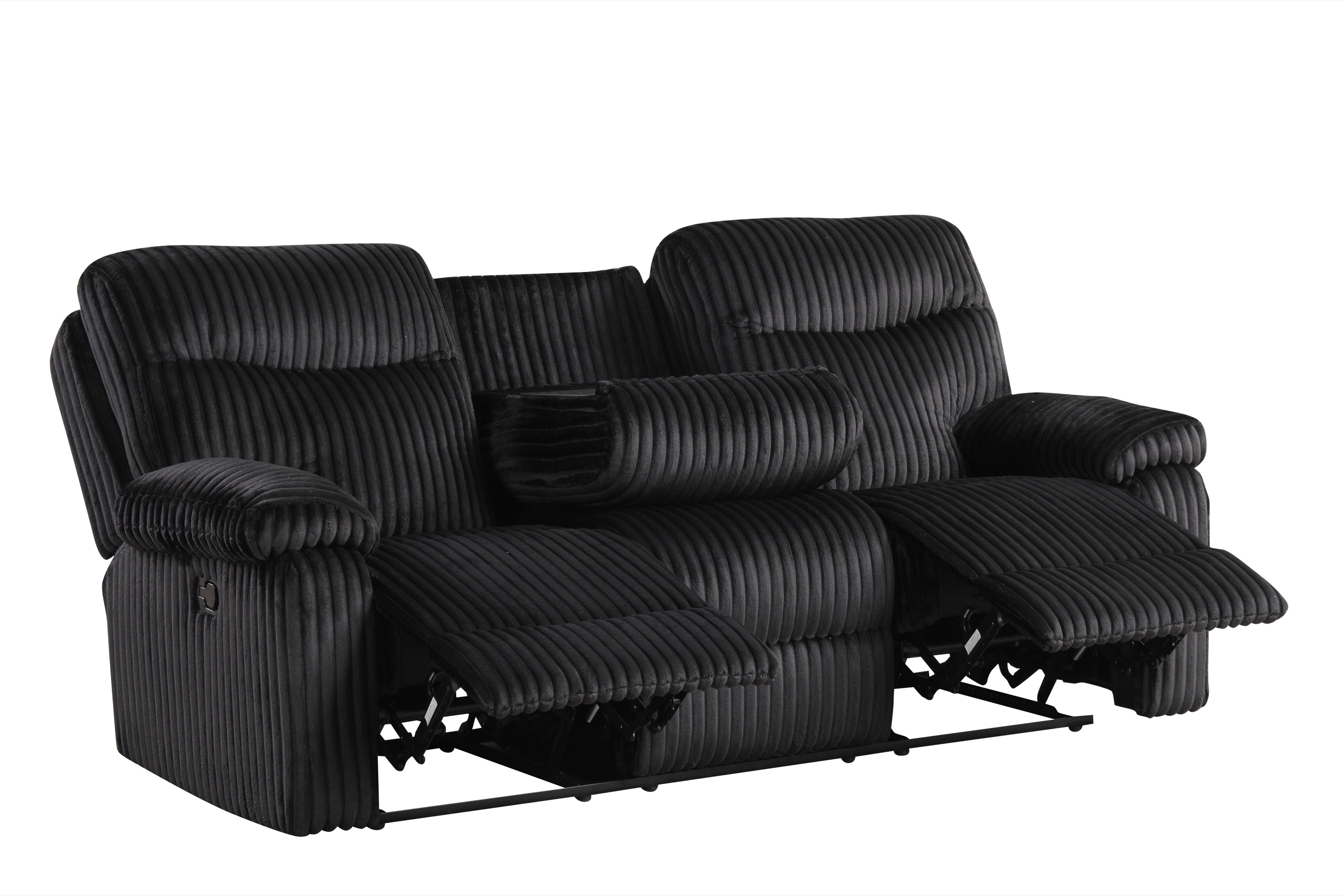Bravo Black Corduroy 3-Piece Reclining Set, view 2