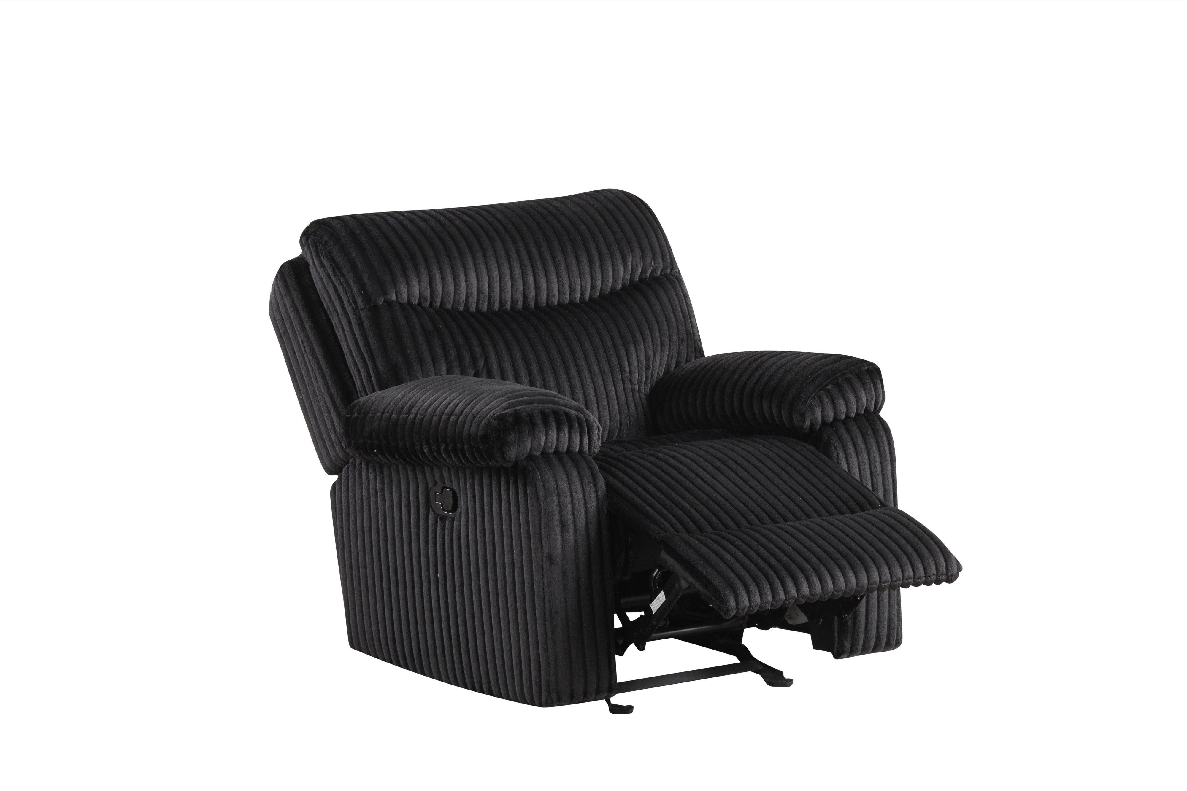 Bravo Black Corduroy 3-Piece Reclining Set, view 4
