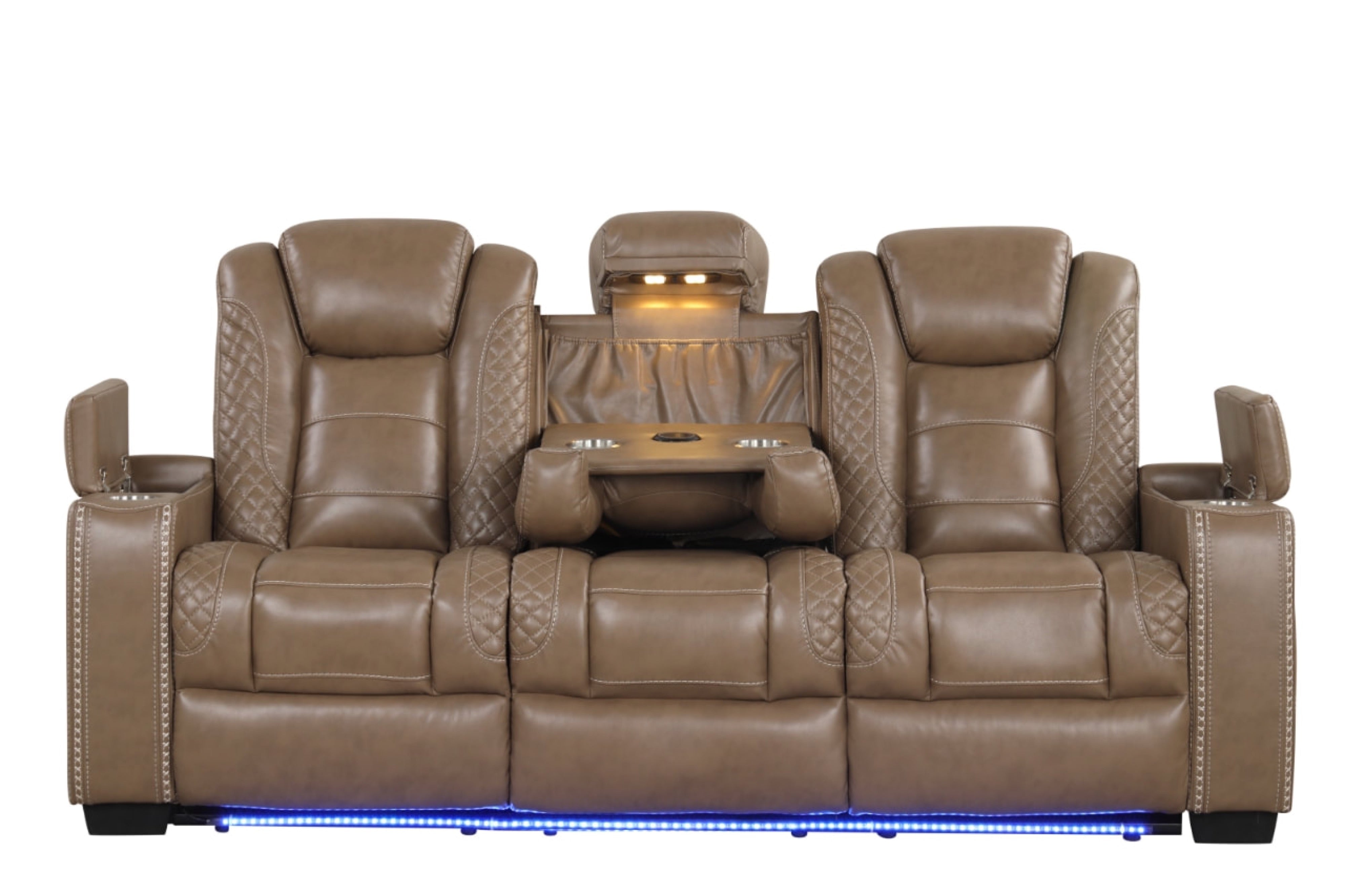 Stefano Brown Leather-Gel 3-Piece Reclining Set, view 3