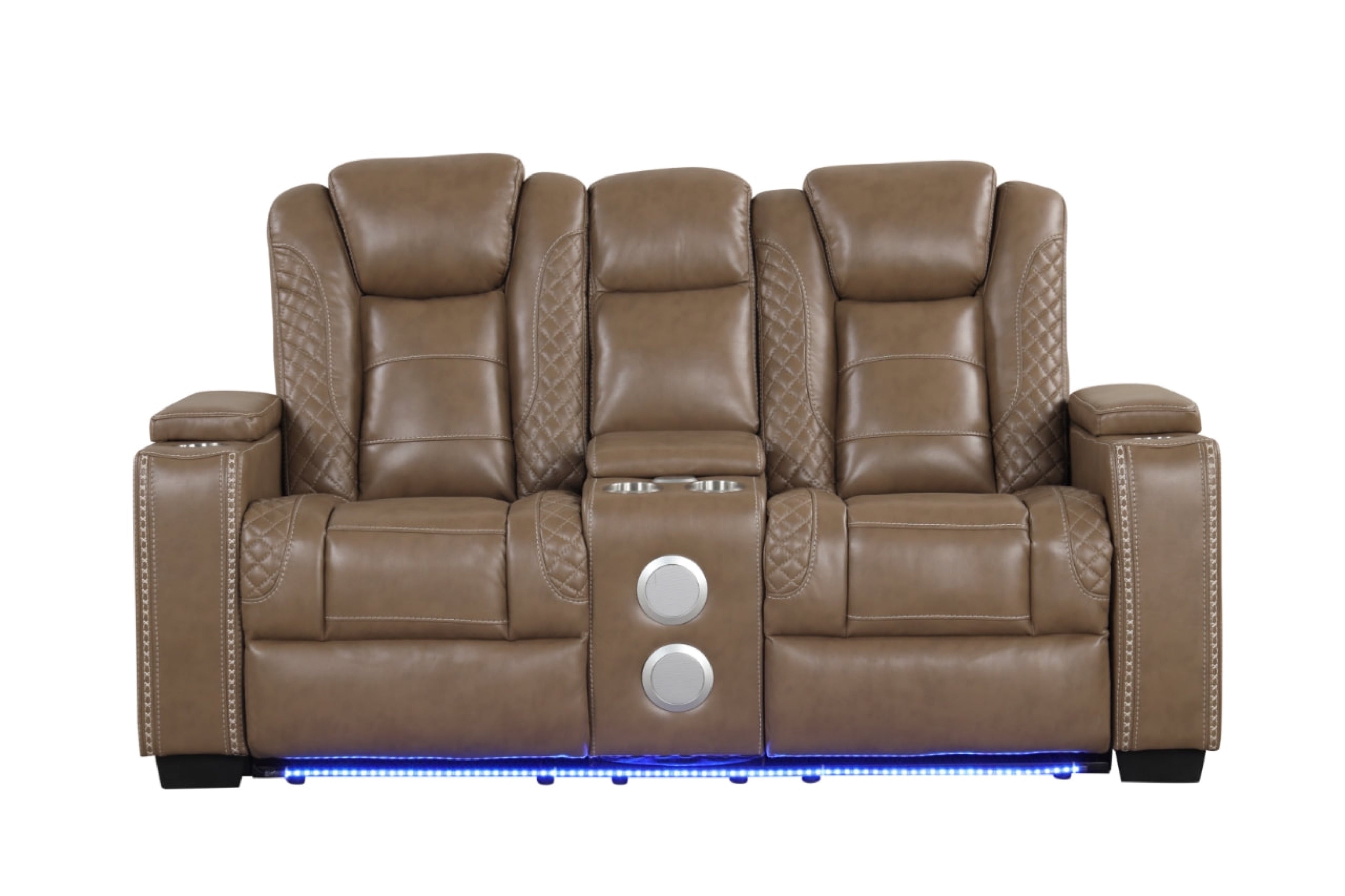 Stefano Brown Leather-Gel 3-Piece Reclining Set, view 4