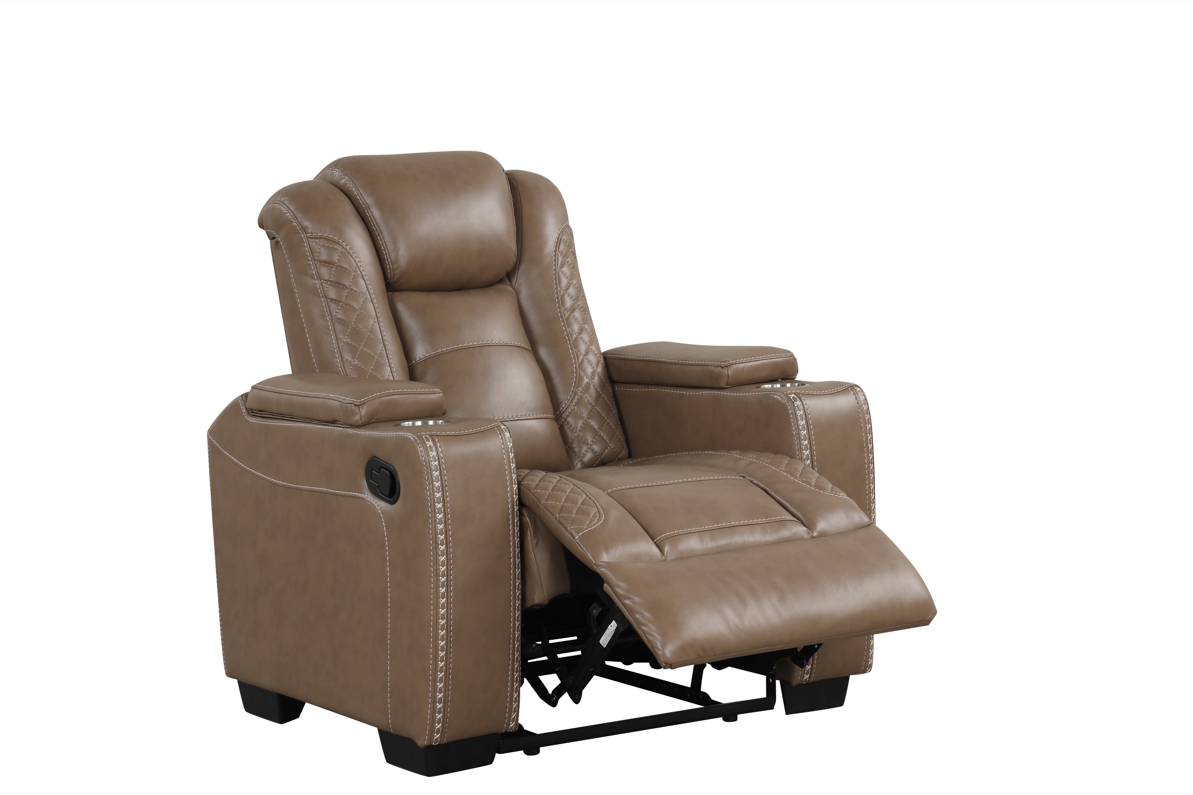 Stefano Brown Leather-Gel 3-Piece Reclining Set, view 5