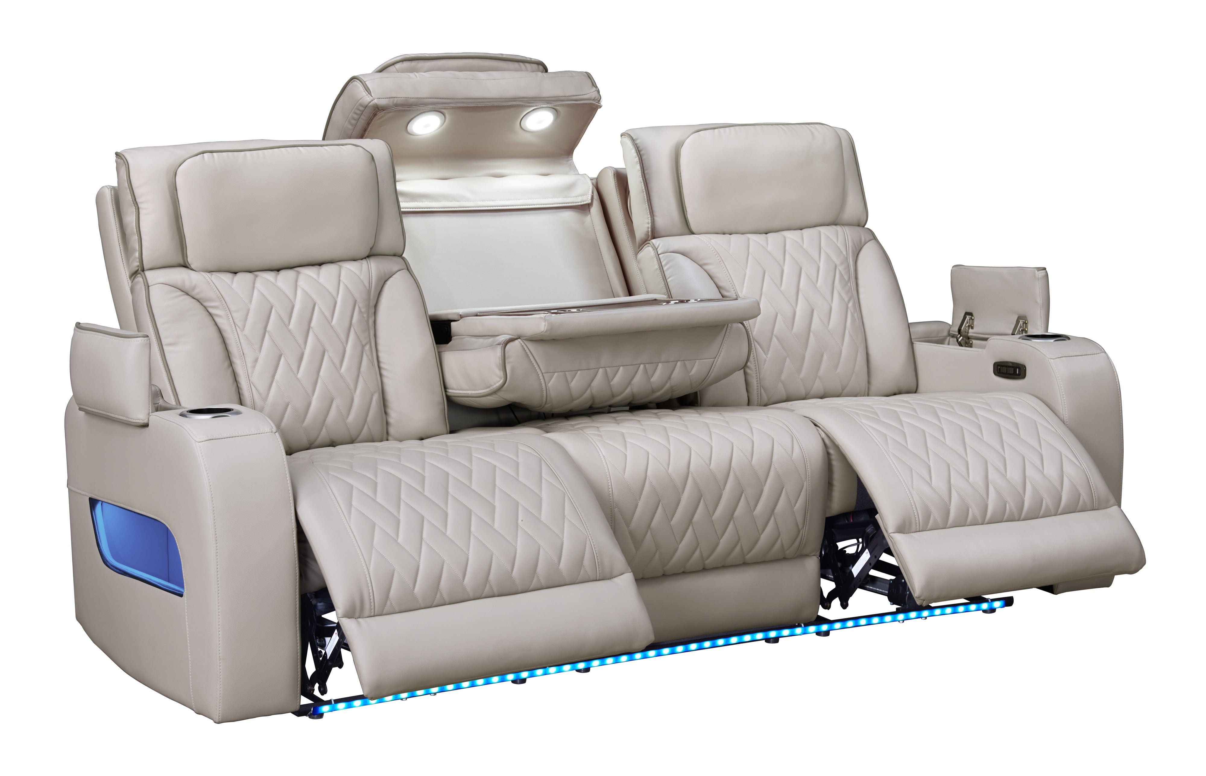 Dubai Sand Leather-Gel Power 3-Piece Reclining Set, view 3
