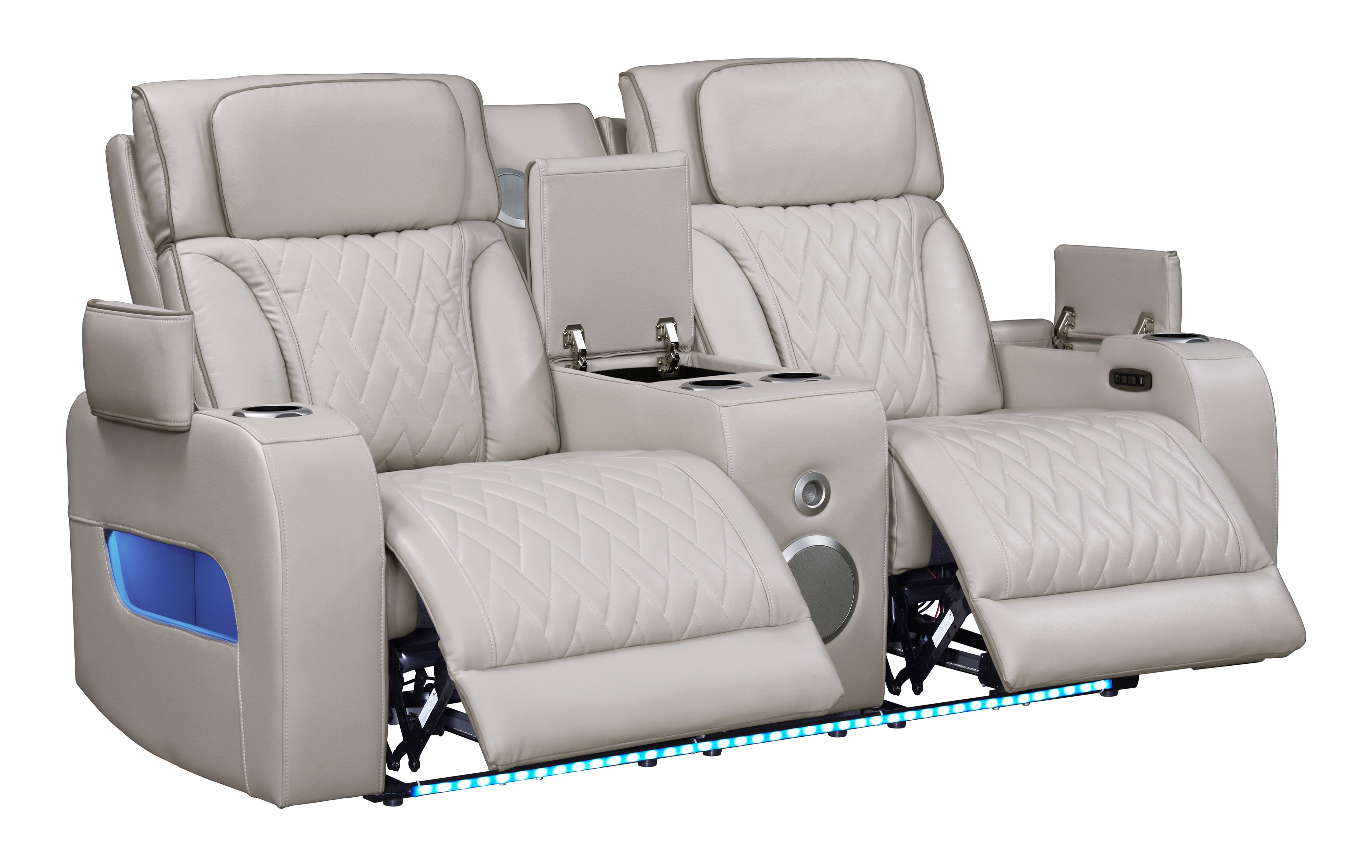 Dubai Sand Leather-Gel Power 3-Piece Reclining Set, view 4