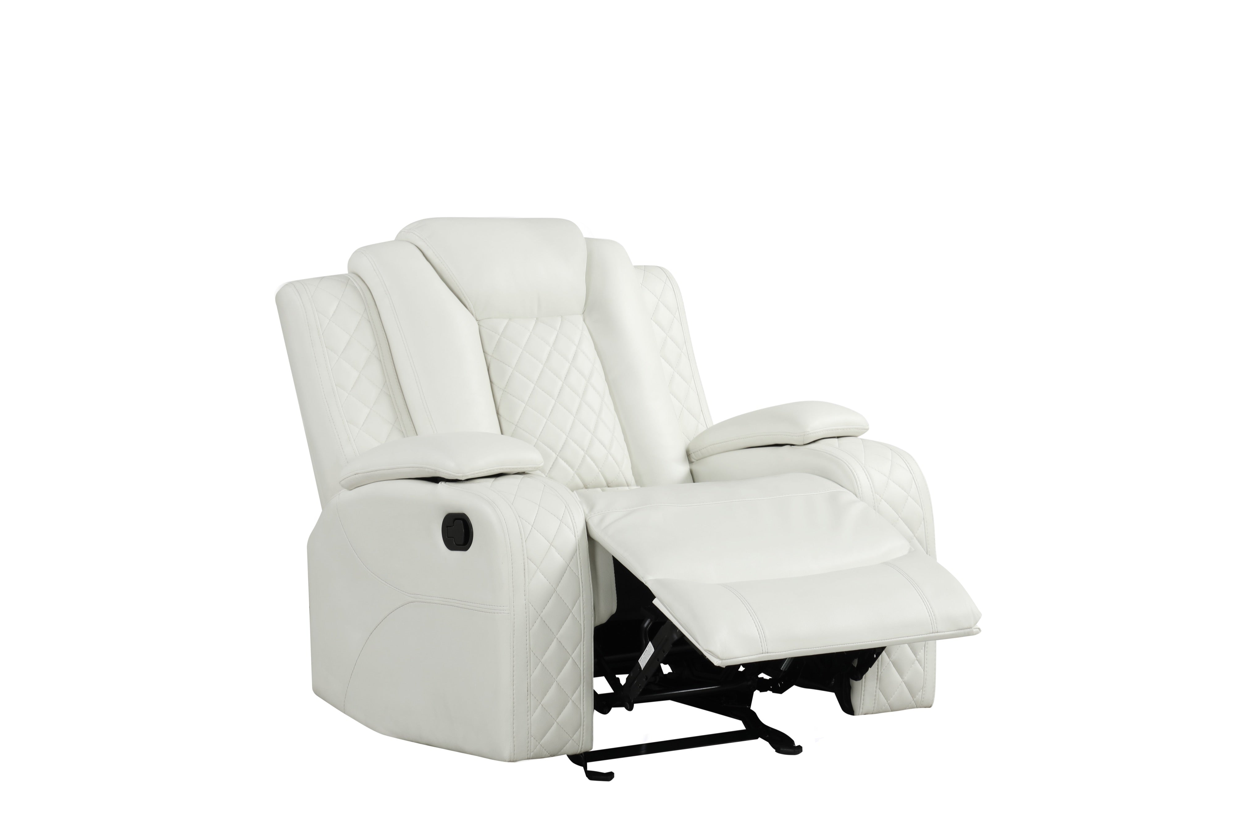 Luz Off-White Leather-Gel 3-Piece Reclining Set with Bluetooth Speaker, view 5