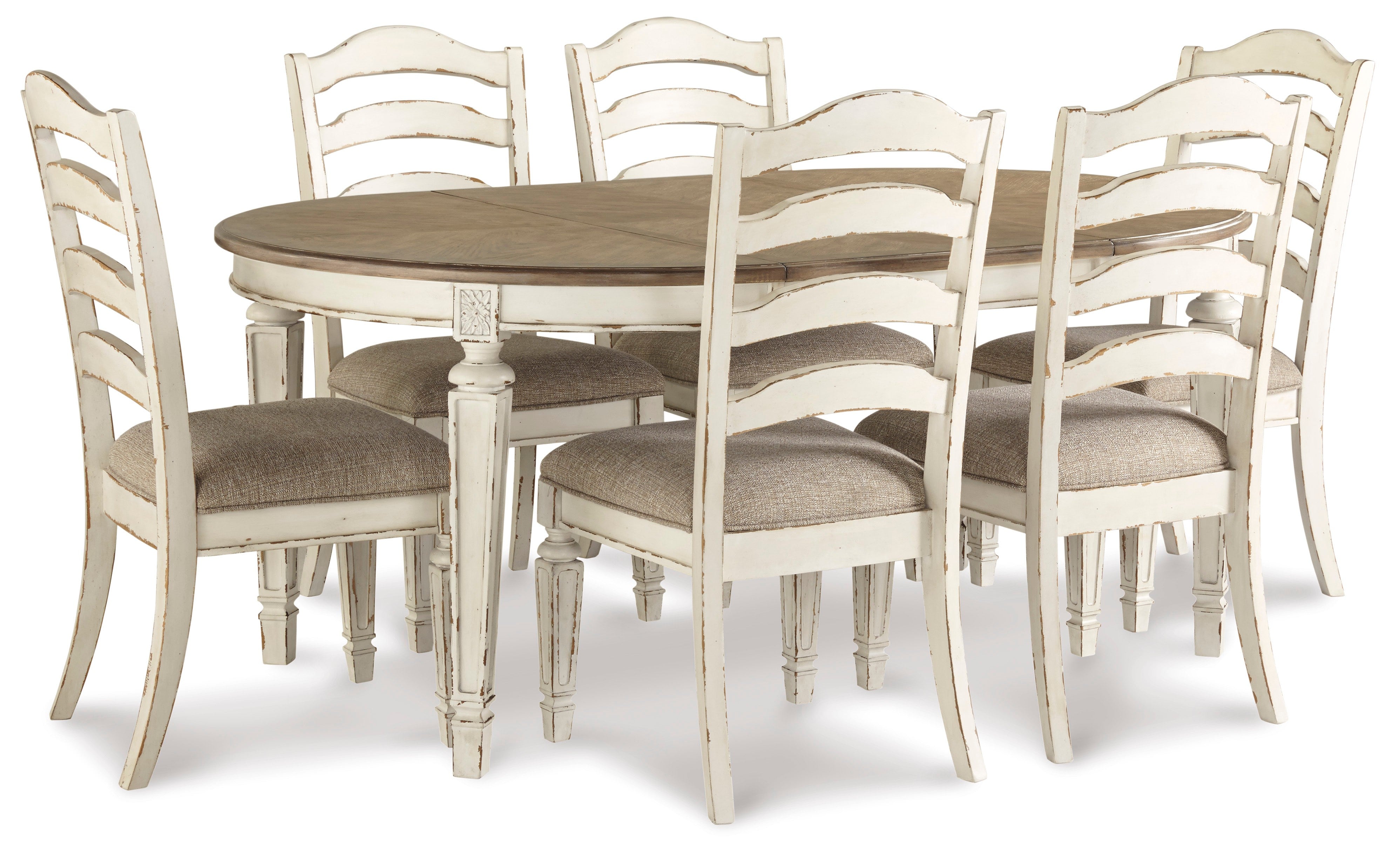 Ashley Chipped White Oval 7-Piece Dining Set, view 2