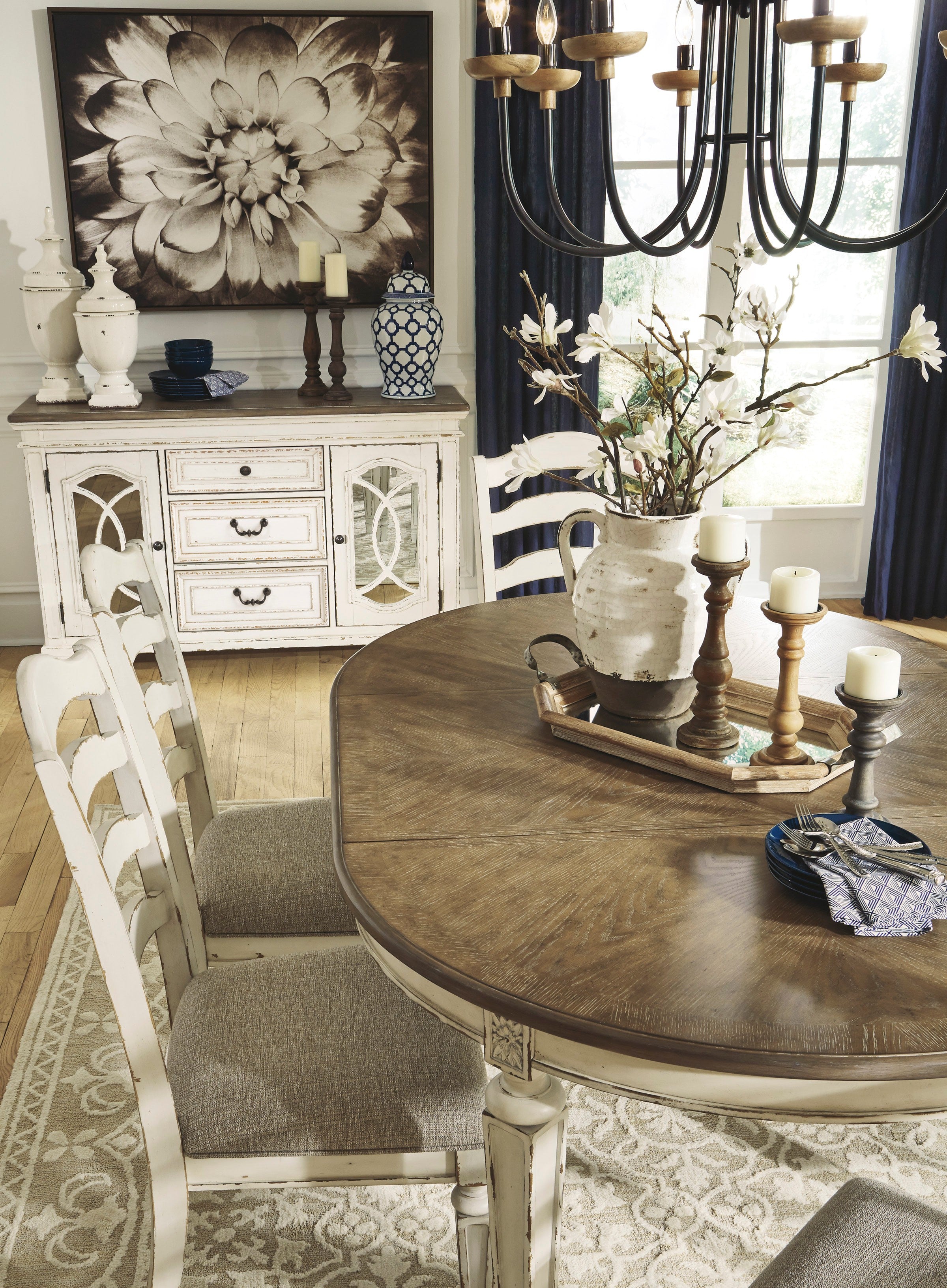 Ashley Chipped White Oval 7-Piece Dining Set, view 4