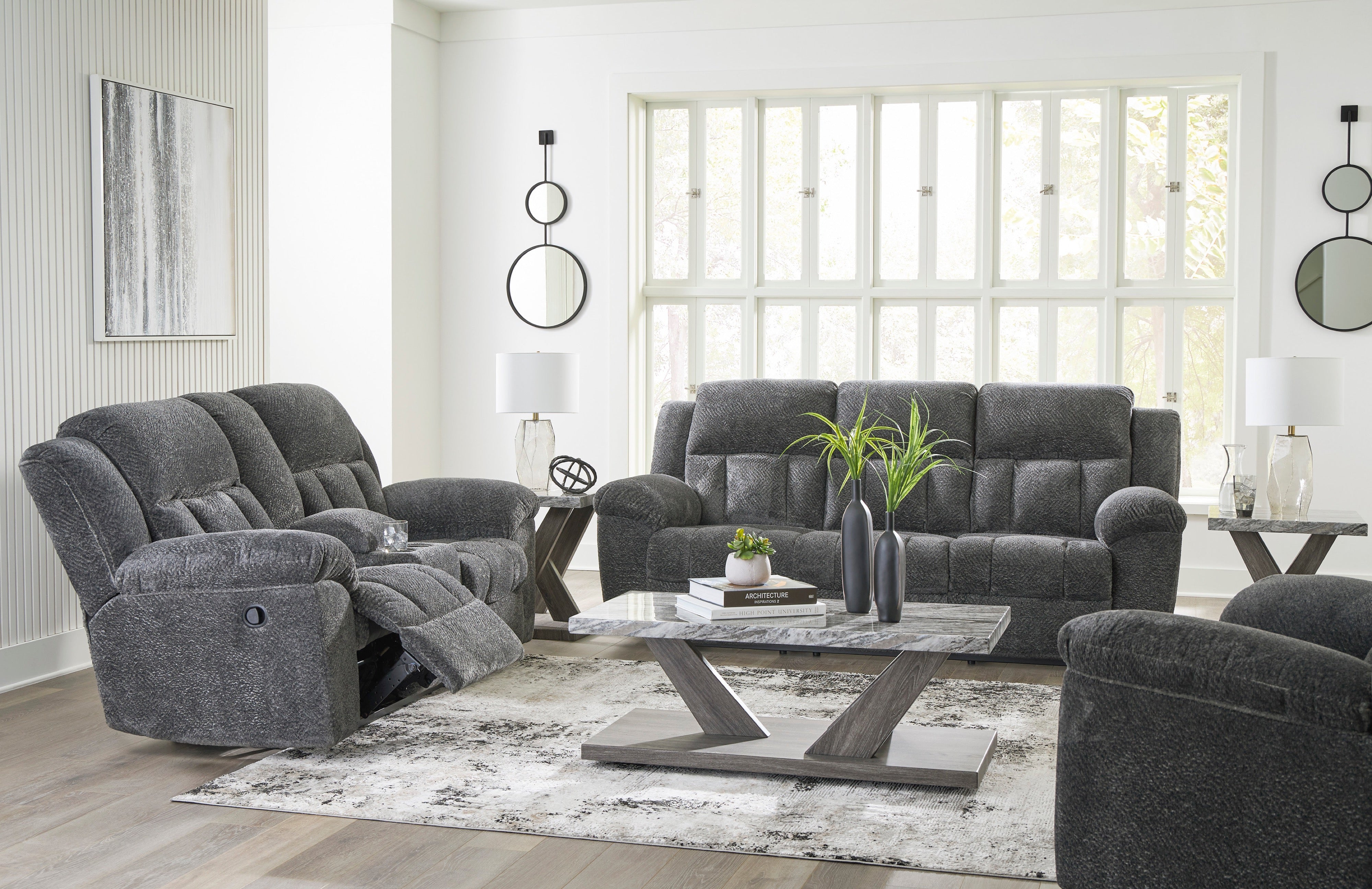 Ashley Graphite Reclining Sofa & Loveseat Set