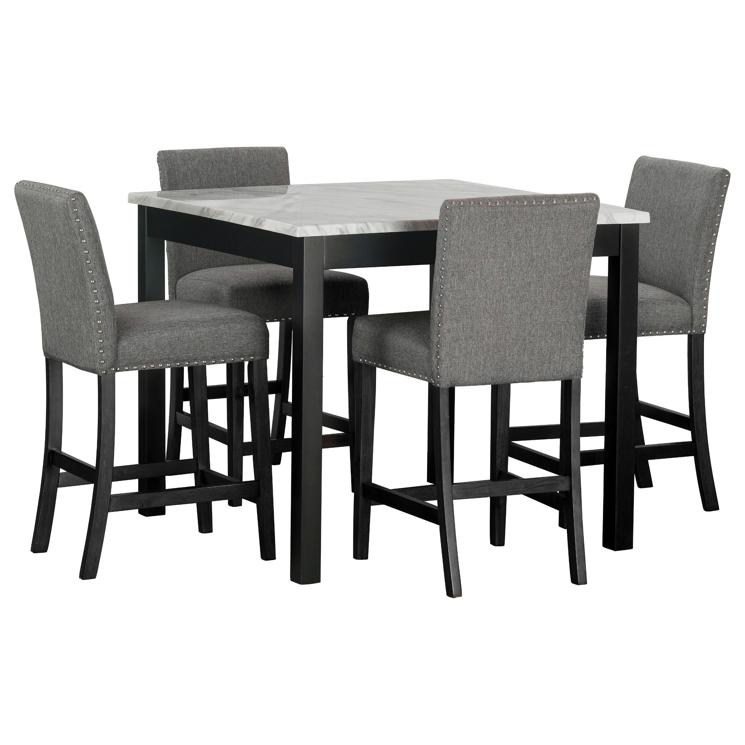 Dior Gray Linen 5-Piece Counter Height Pub Set