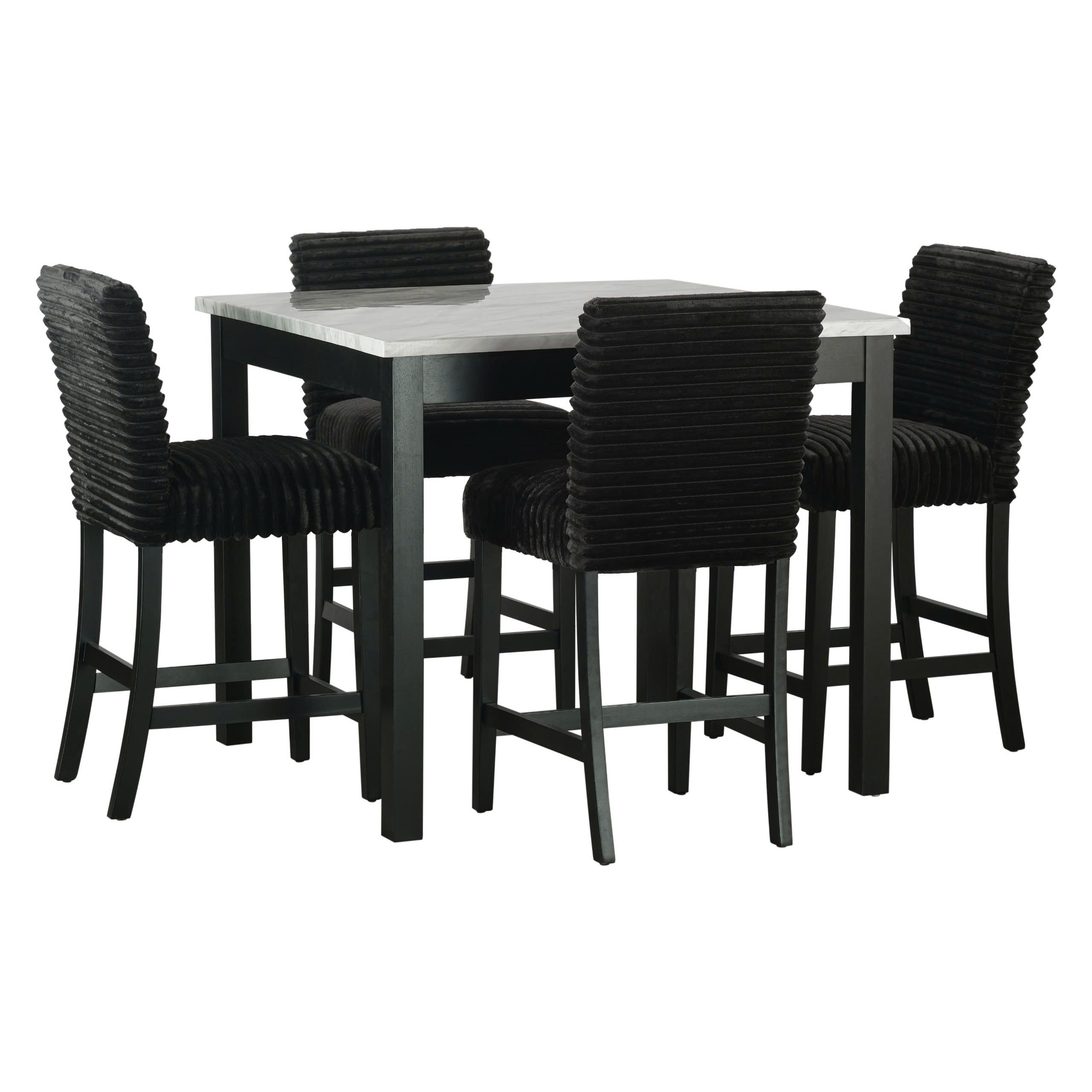Dior Black Cord 5-Piece Counter Height Pub Set