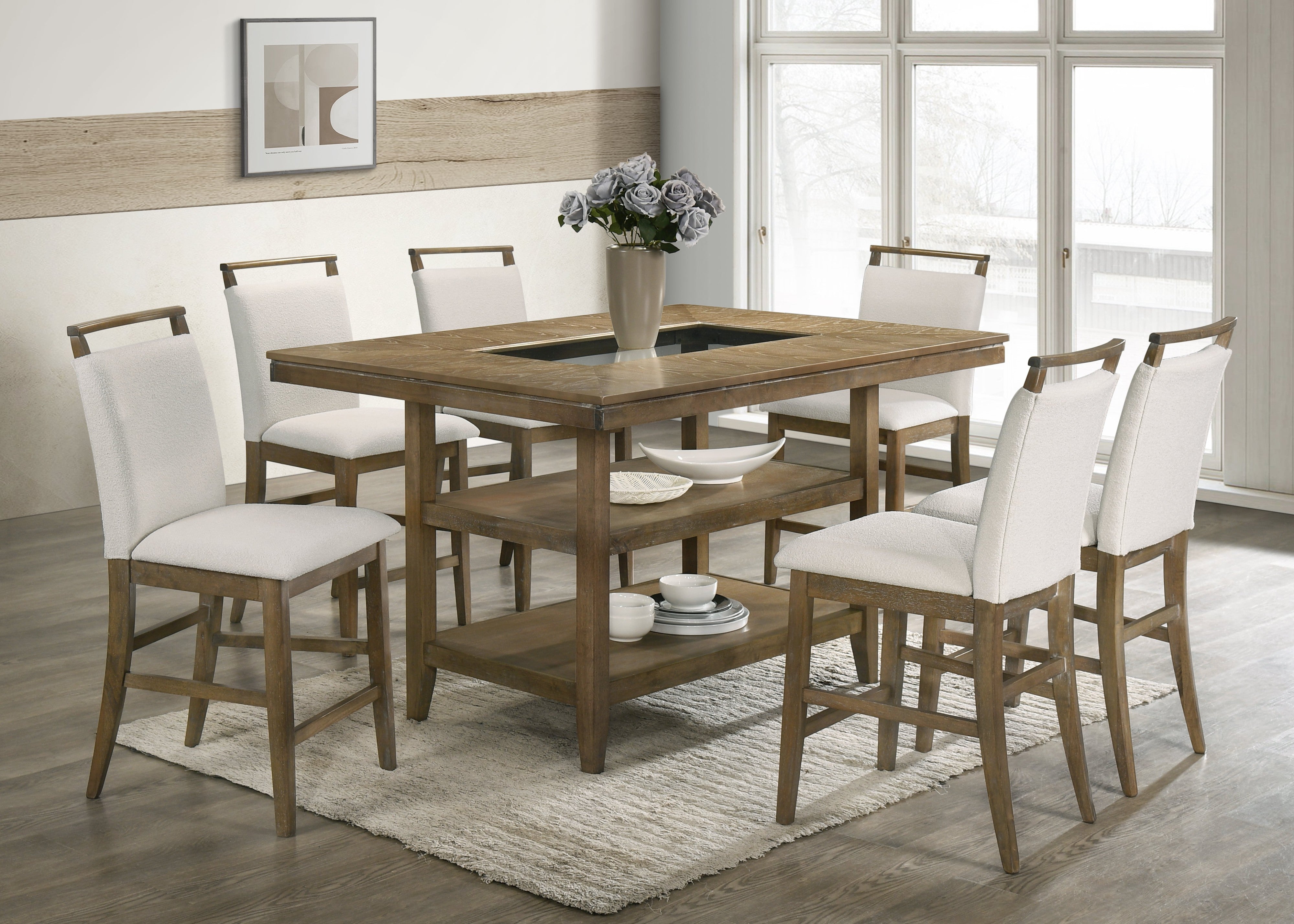 Tommy Vintage Walnut 7-Piece Counter Height Set
