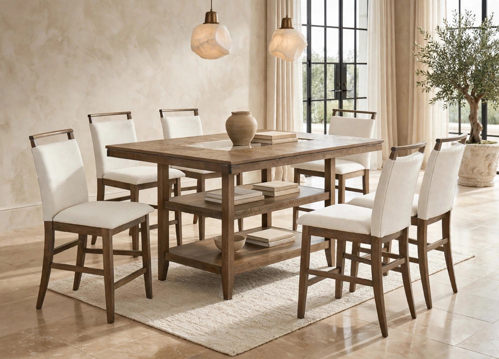 Tommy Vintage Walnut 7-Piece Counter Height Set, view 2