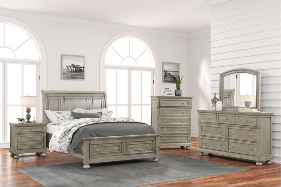 Magnolia Gray Sleigh 4-Piece Queen Bedroom Set