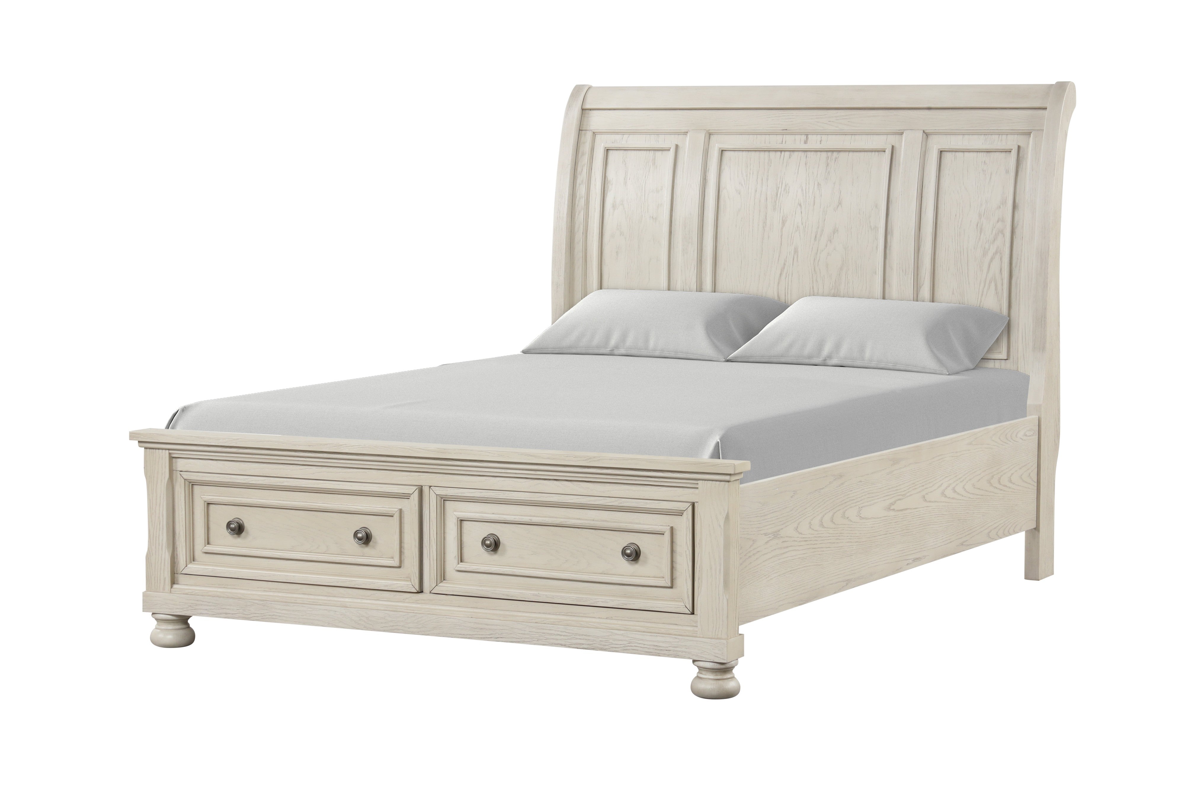 Magnolia Antique White Sleigh 4-Piece Queen Bedroom Set, view 2
