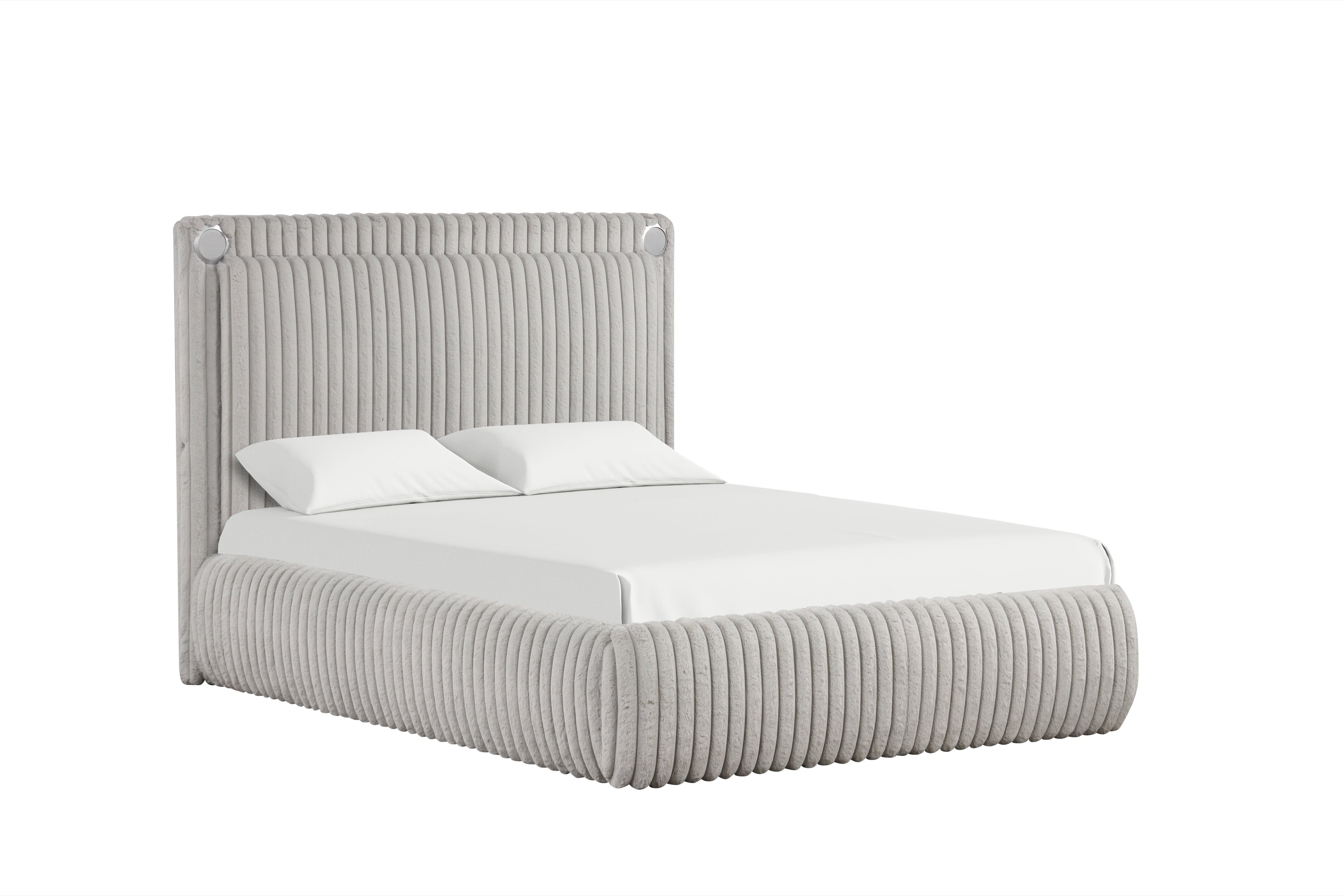 Diana Gray Platform Bed with Bluetooth Speakers
