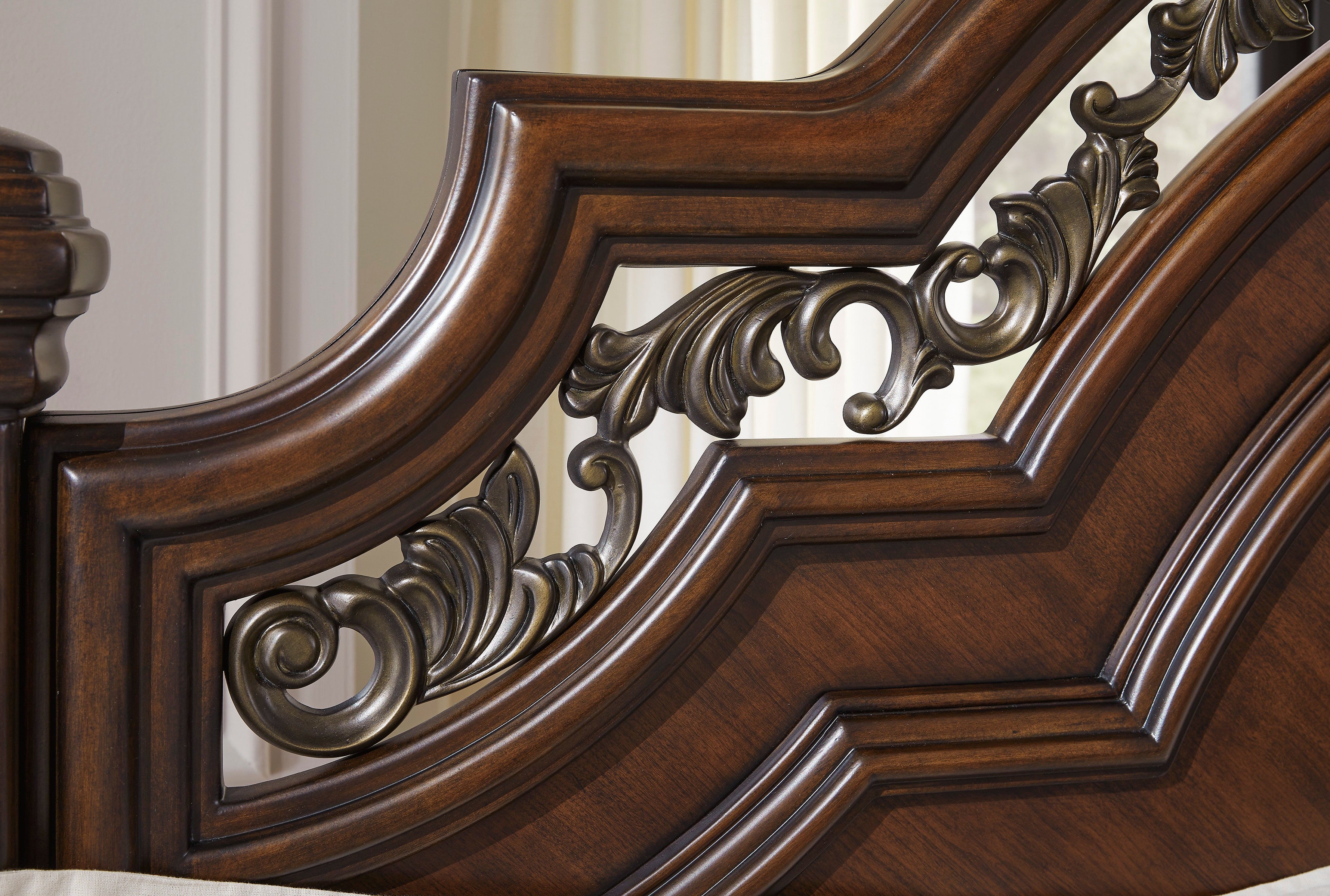 Ashley Brown Carved Panel 5-Piece Bedroom Set, view 3